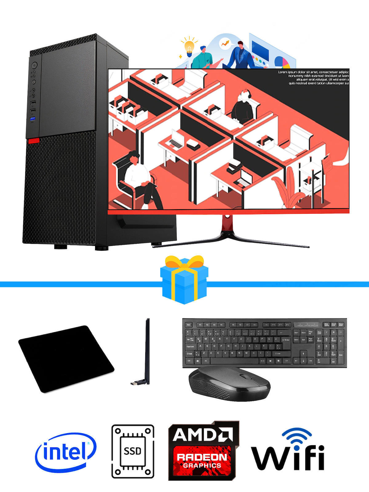 Ramtech Workforce OF310-216 Harici Radeon R5 230 Ekran Kartlı AMD Ryzen 7 i3 10100F 16 GB Ram DDR4 512 GB SSD Mid Tower
 FreeDos Masaüstü Bilgisayar