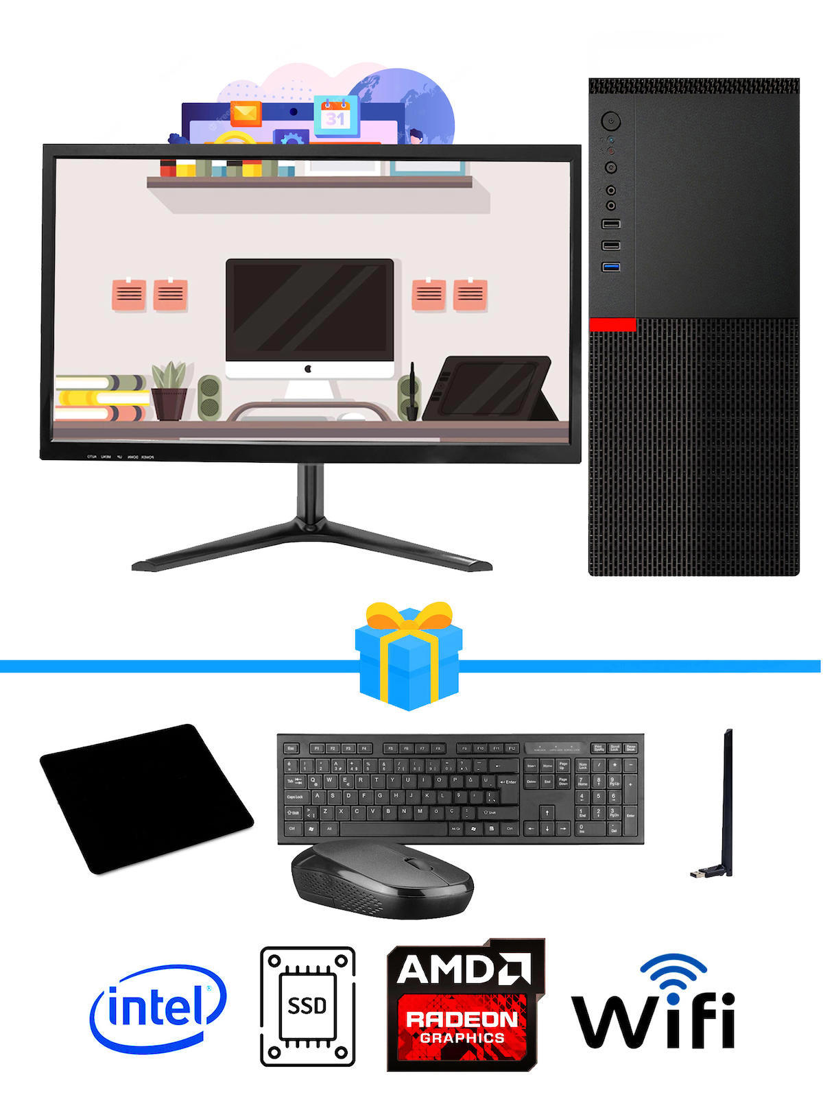 Ramtech Workforce OF510-054 Harici Radeon R5 230 Ekran Kartlı AMD Ryzen 9 i5 10400F 16 GB Ram DDR4 512 GB SSD Mid Tower
FreeDos Masaüstü Bilgisayar