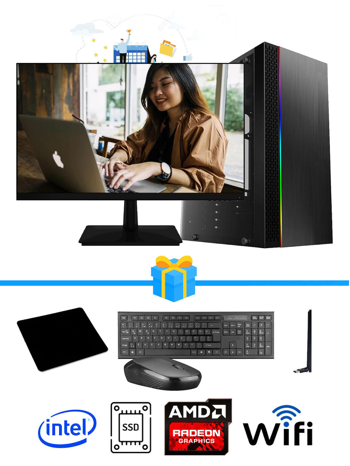 Ramtech Workforce OF510-057 Harici Radeon R5 230 Ekran Kartlı AMD Ryzen 9 i5 10400F 8 GB Ram DDR4 512 GB SSD Mid Tower
 FreeDos Masaüstü Bilgisayar