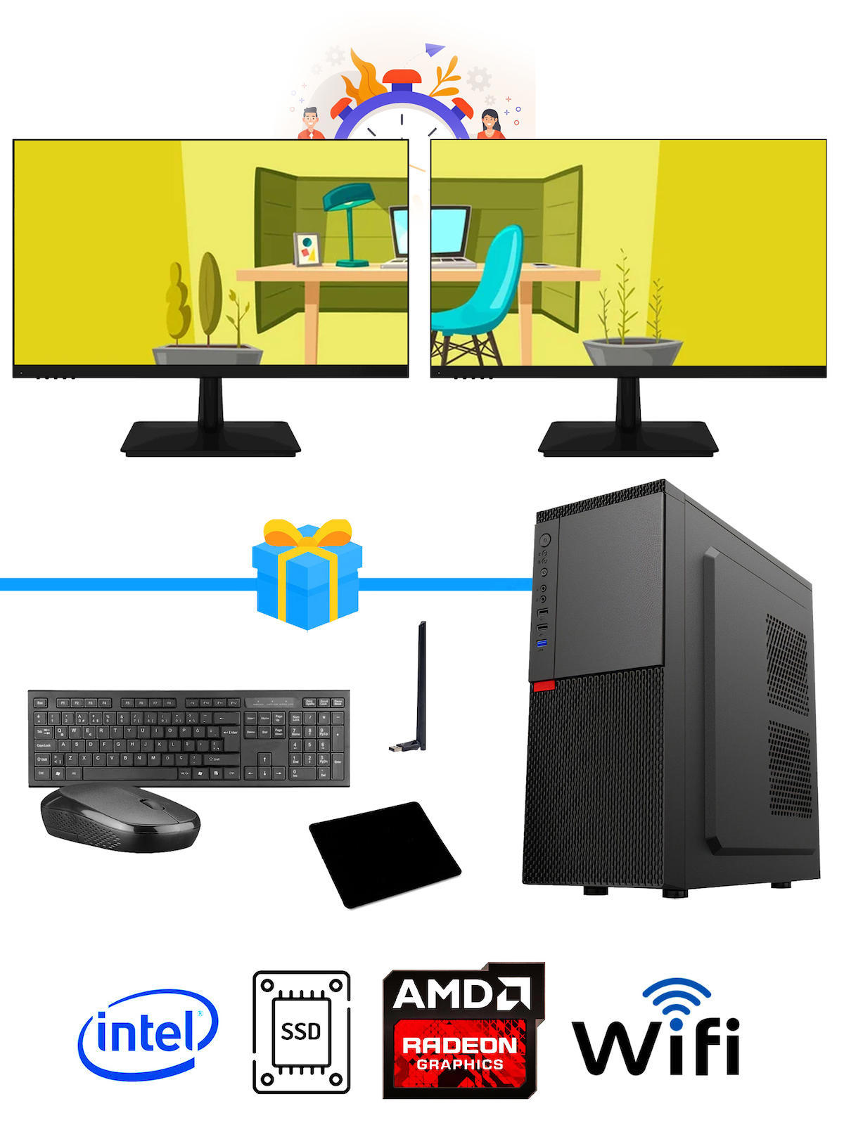 Ramtech Workforce OF310-226 Harici Radeon R5 230 Ekran Kartlı AMD Ryzen 7 i3 10100F 16 GB Ram DDR4 128 GB SSD Mid Tower
 FreeDos Masaüstü Bilgisayar