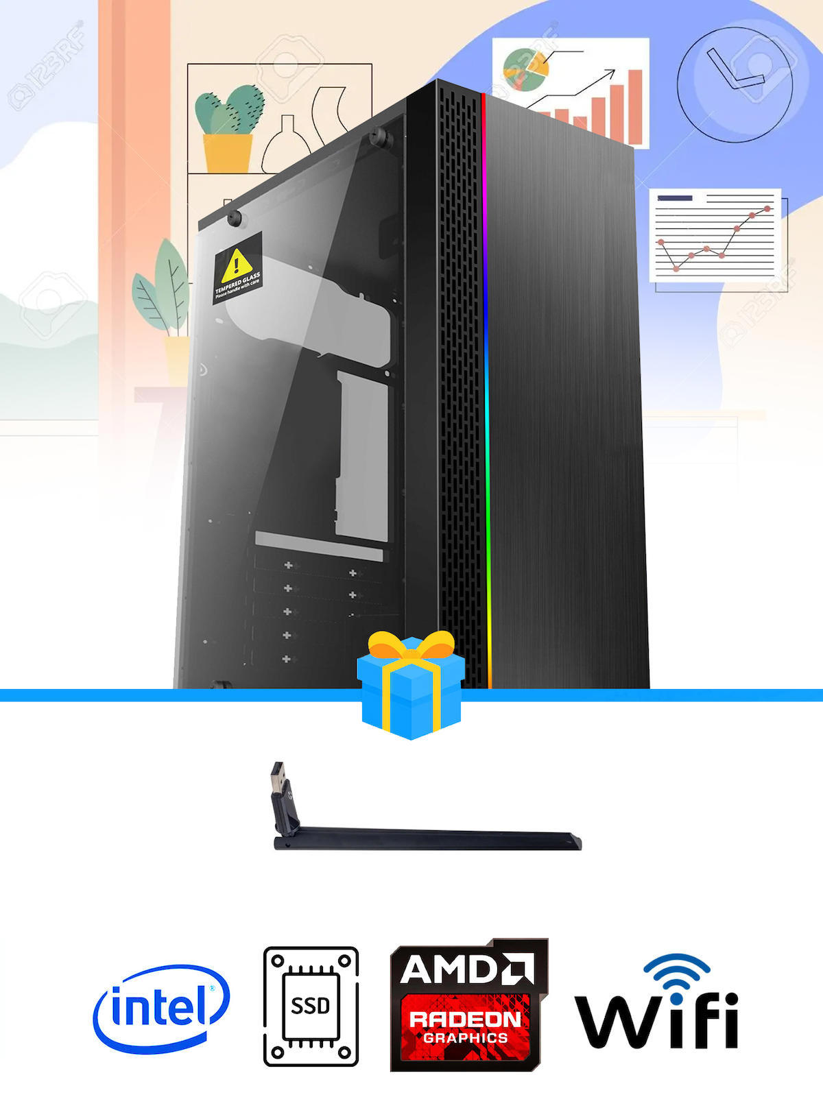 Ramtech Workforce OF510-009 Harici Radeon R5 230 Ekran Kartlı AMD Ryzen 9 i5 10400F 8 GB Ram DDR4 512 GB SSD Mid Tower
 FreeDos Masaüstü Bilgisayar