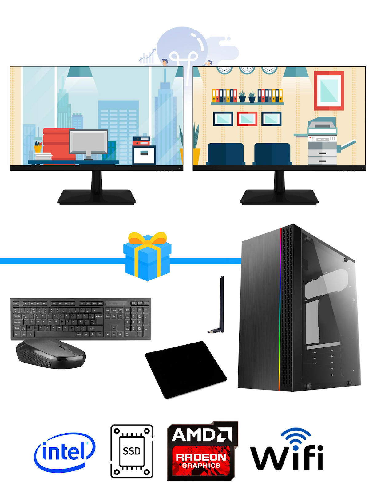 Ramtech Workforce OF310-223 Harici Radeon R5 230 Ekran Kartlı AMD Ryzen 7 i3 10100F 8 GB Ram DDR4 128 GB SSD Mid Tower
 FreeDos Masaüstü Bilgisayar