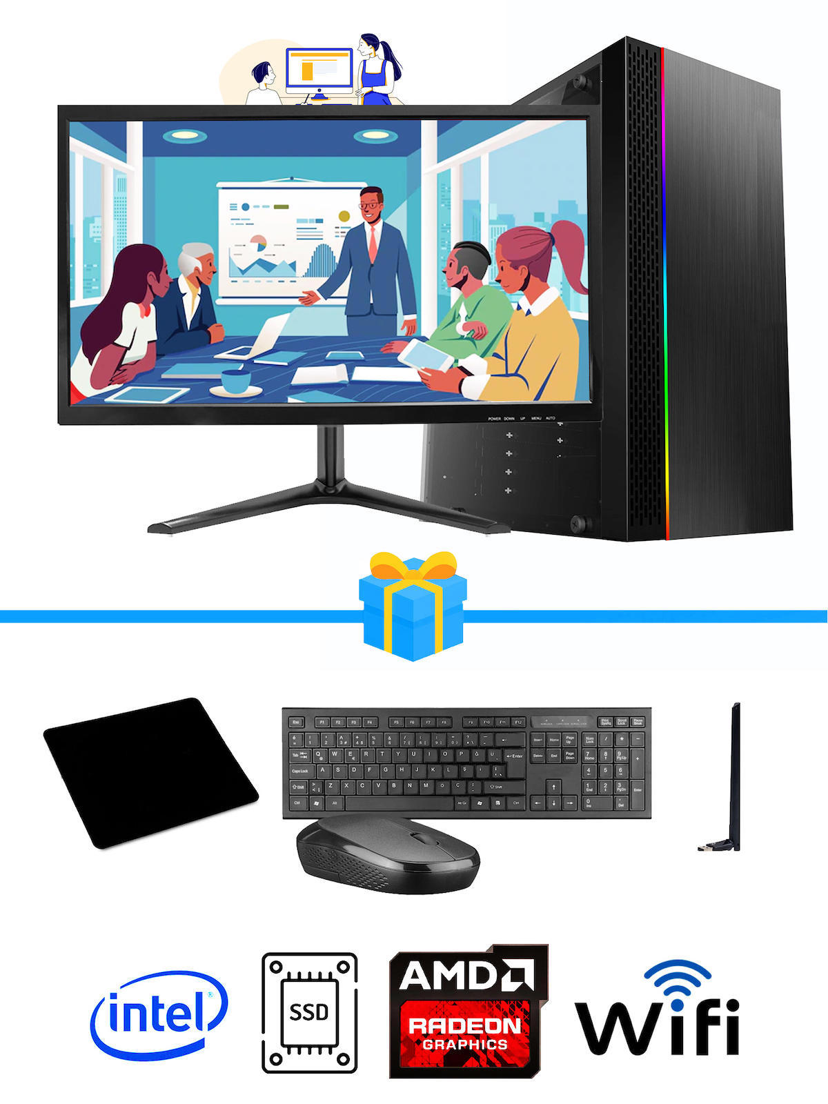 Ramtech Workforce OF710-303 Harici Radeon R5 230 Ekran Kartlı AMD Ryzen 9 i7-10700F 8 GB Ram DDR4 512 GB SSD Mid Tower
 FreeDos Masaüstü Bilgisayar