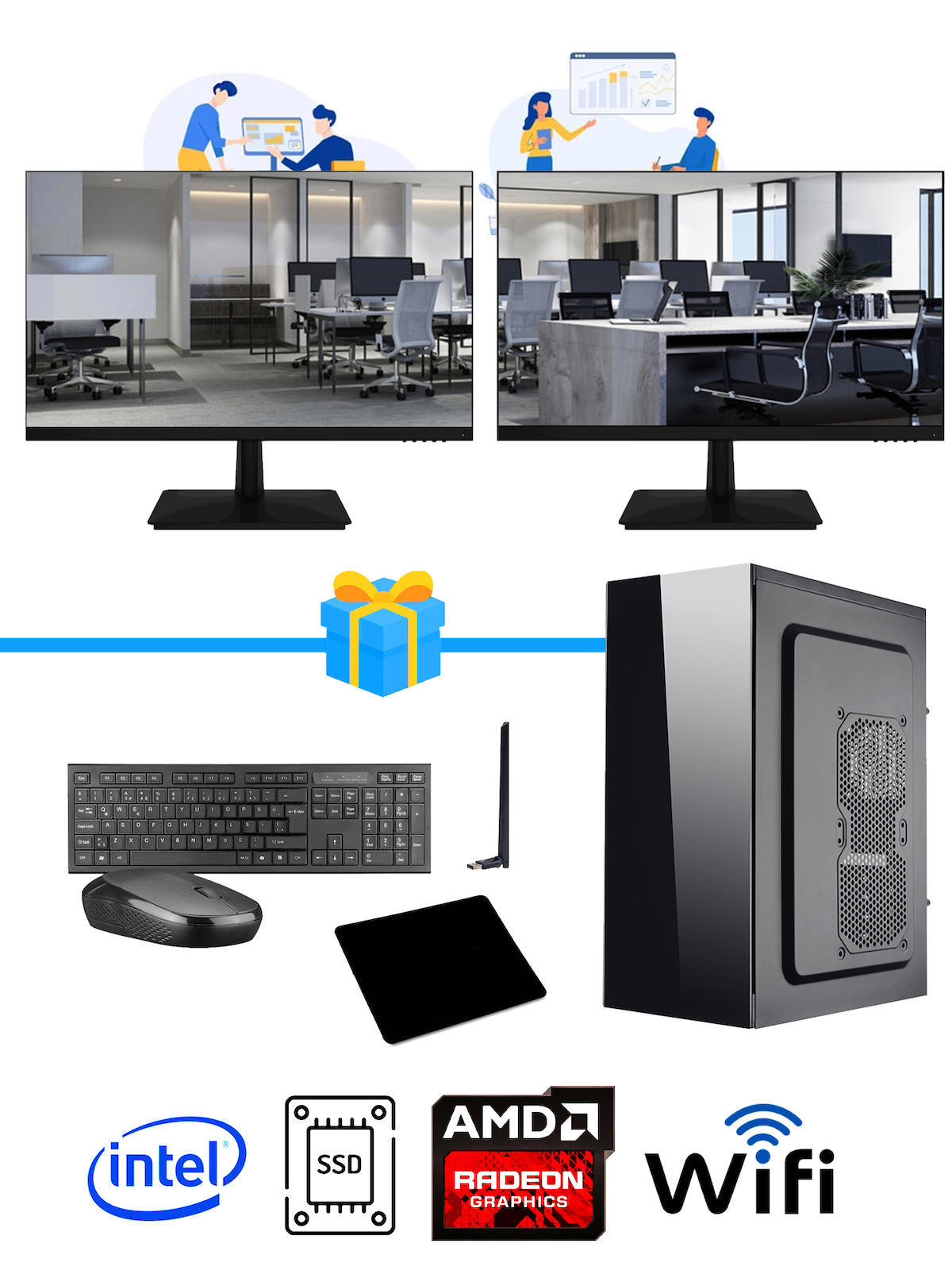 Ramtech Workforce OF310-217 Harici Radeon R5 230 Ekran Kartlı AMD Ryzen 7 i3 10100F 8 GB Ram DDR4 128 GB SSD Mid Tower
 FreeDos Masaüstü Bilgisayar