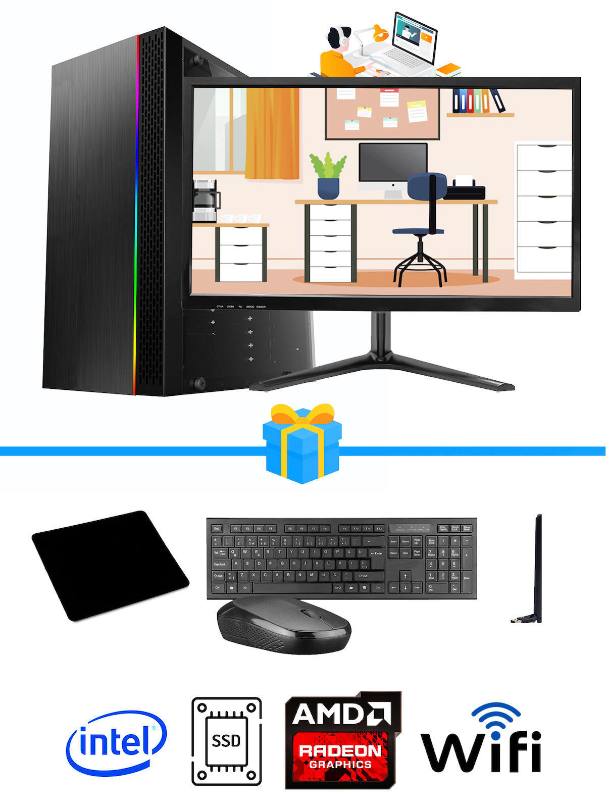 Ramtech Workforce OF710-299 Harici Radeon R5 230 Ekran Kartlı AMD Ryzen 9 i7-10700F 16 GB Ram DDR4 256 GB SSD Mid Tower
 FreeDos Masaüstü Bilgisayar