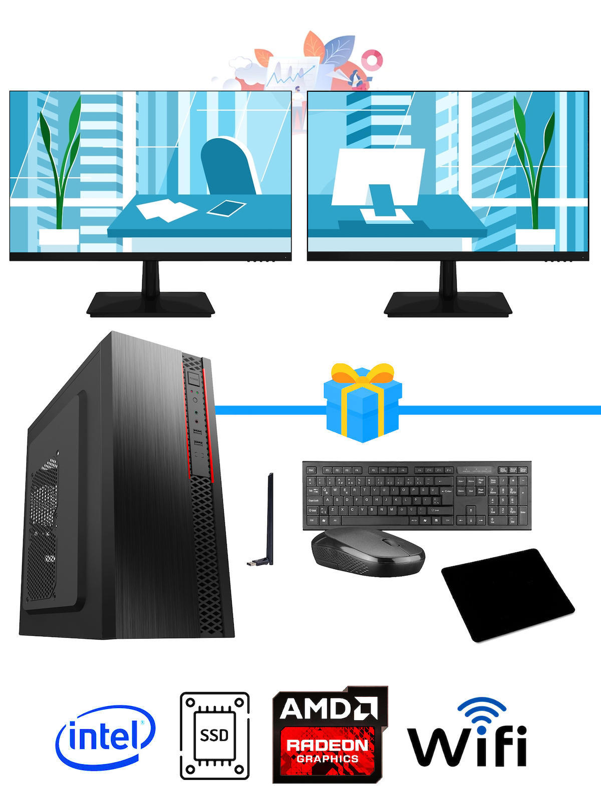 Ramtech Workforce OF310-228 Harici Radeon R5 230 Ekran Kartlı AMD Ryzen 7 i3 10100F 16 GB Ram DDR4 512 GB SSD Mid Tower
 FreeDos Masaüstü Bilgisayar