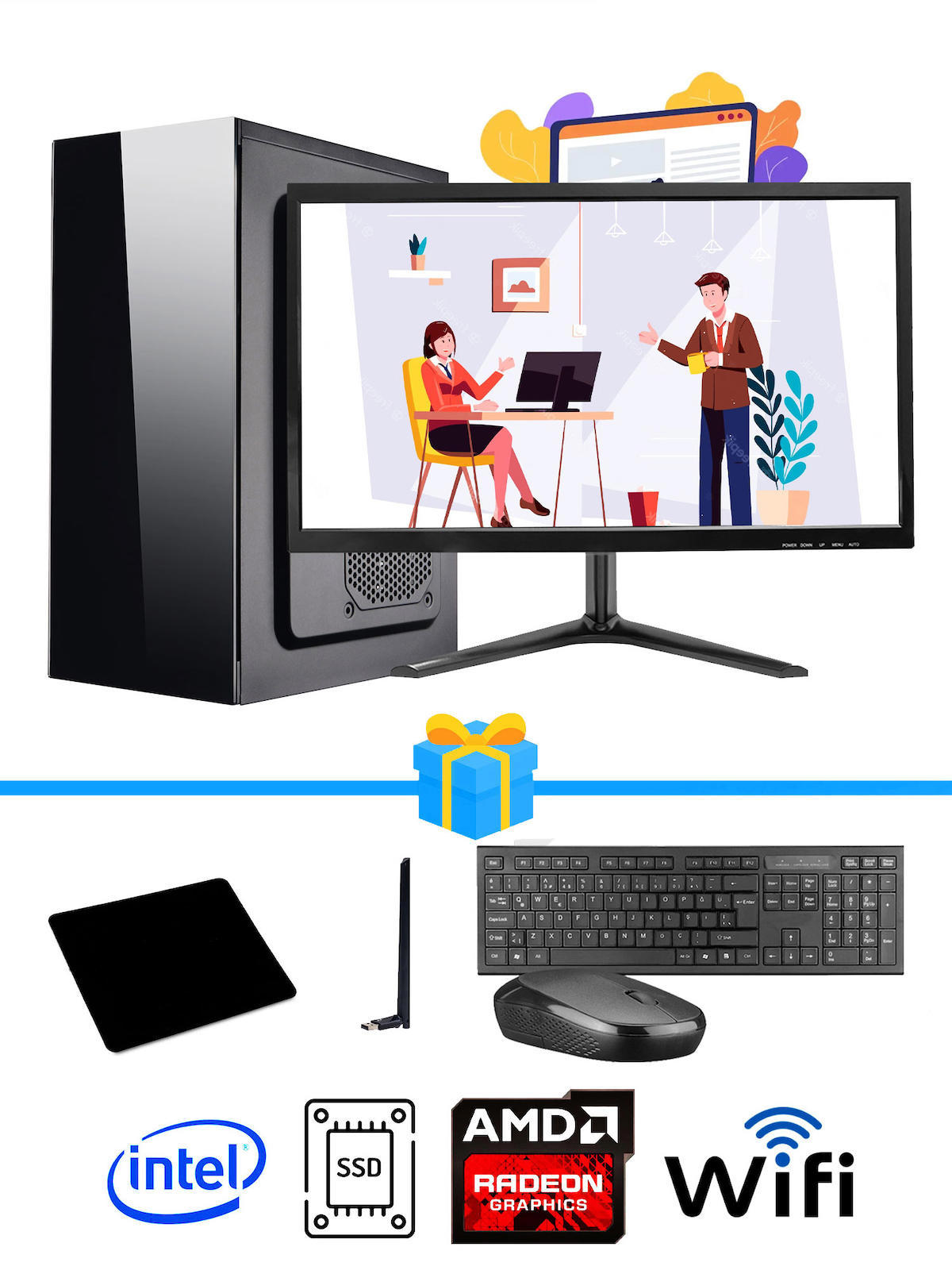 Ramtech Workforce OF510-045 Harici Radeon R5 230 Ekran Kartlı AMD Ryzen 9 i5 10400F 8 GB Ram DDR4 512 GB SSD Mid Tower
 FreeDos Masaüstü Bilgisayar