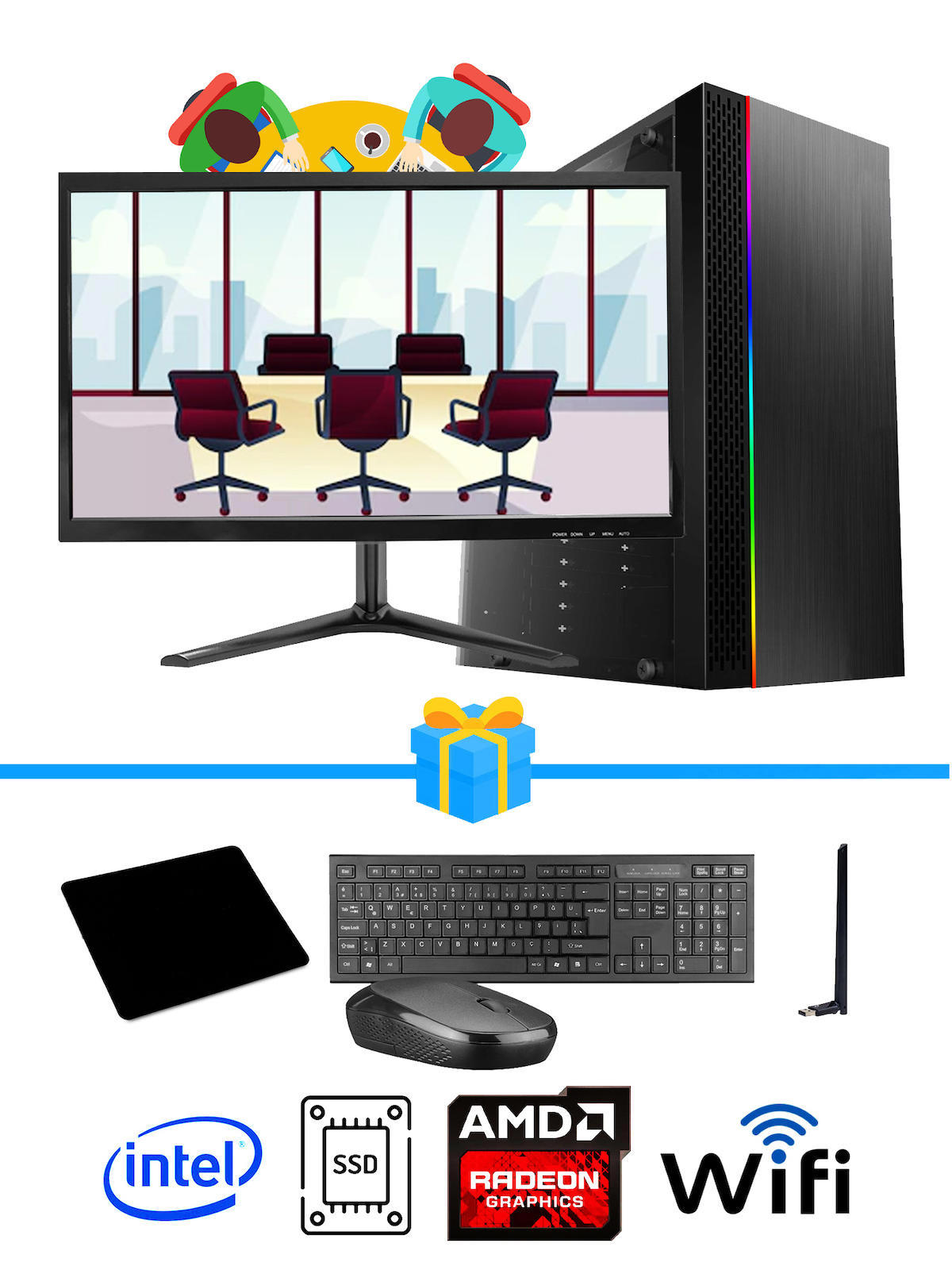 Ramtech Workforce OF310-165 Harici Radeon R5 230 Ekran Kartlı AMD Ryzen 7 i3 10100F 8 GB Ram DDR4 512 GB SSD Mid Tower
 FreeDos Masaüstü Bilgisayar