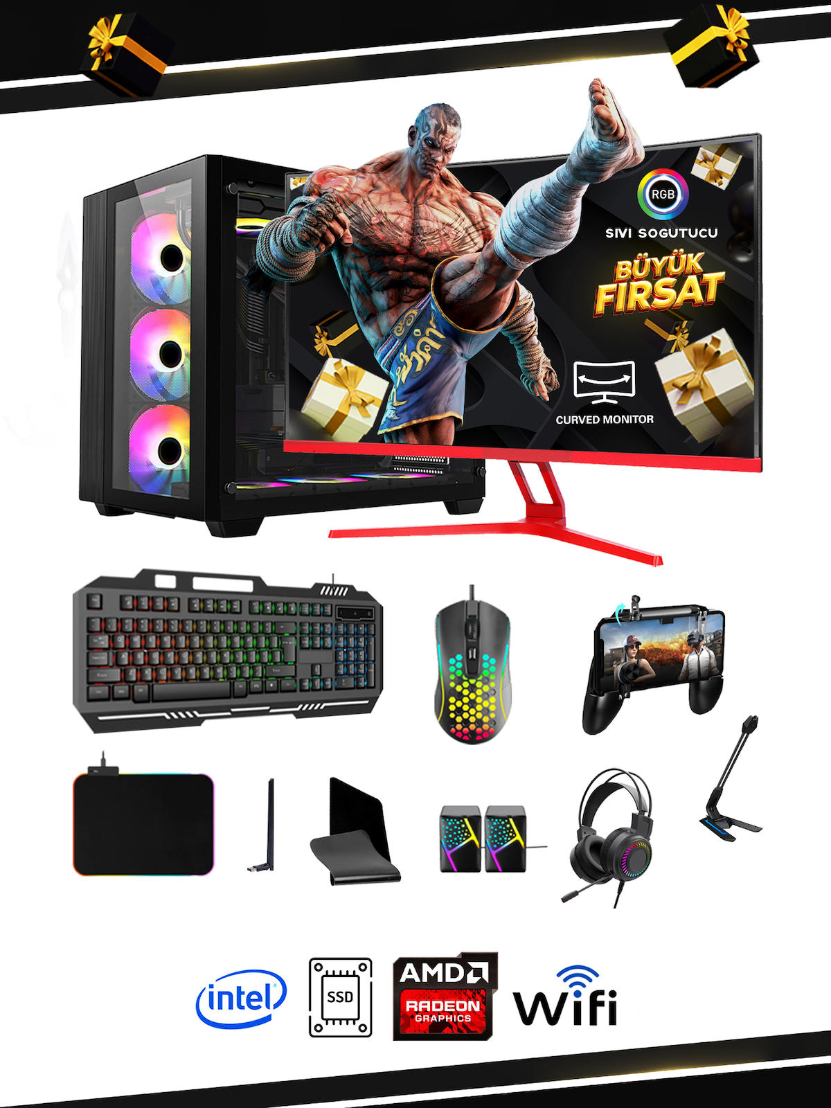 Ramtech BF580 Extra Harici Radeon RX 580 Ekran Kartlı AMD Ryzen 9 2600 16 GB Ram DDR3 1 TB SSD Mid Tower
FreeDos Masaüstü Bilgisayar
