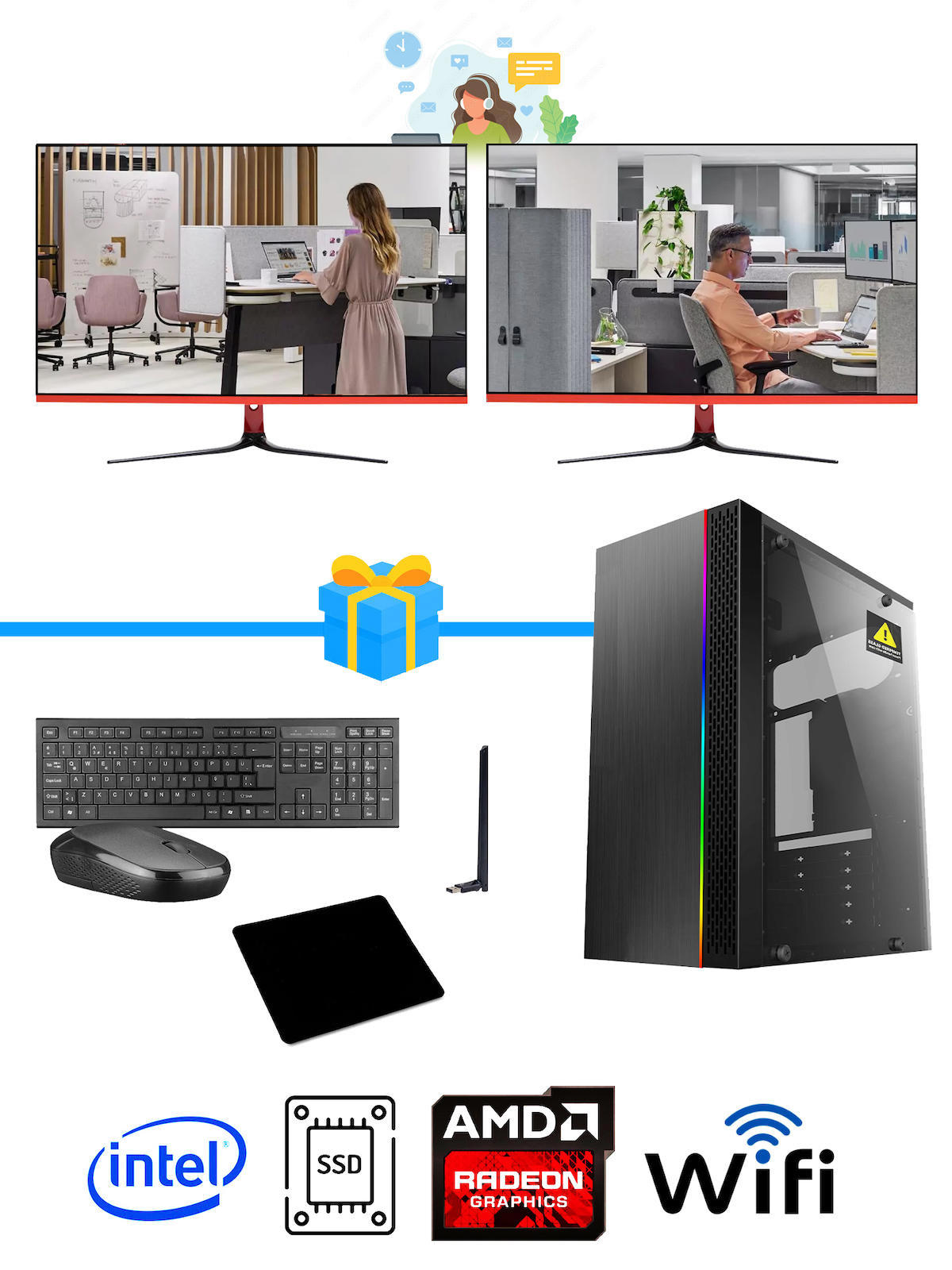 Ramtech Workforce OF310-245 Harici Radeon R5 230 Ekran Kartlı AMD Ryzen 7 i3 10100F 16 GB Ram DDR4 256 GB SSD Mid Tower
FreeDos Masaüstü Bilgisayar