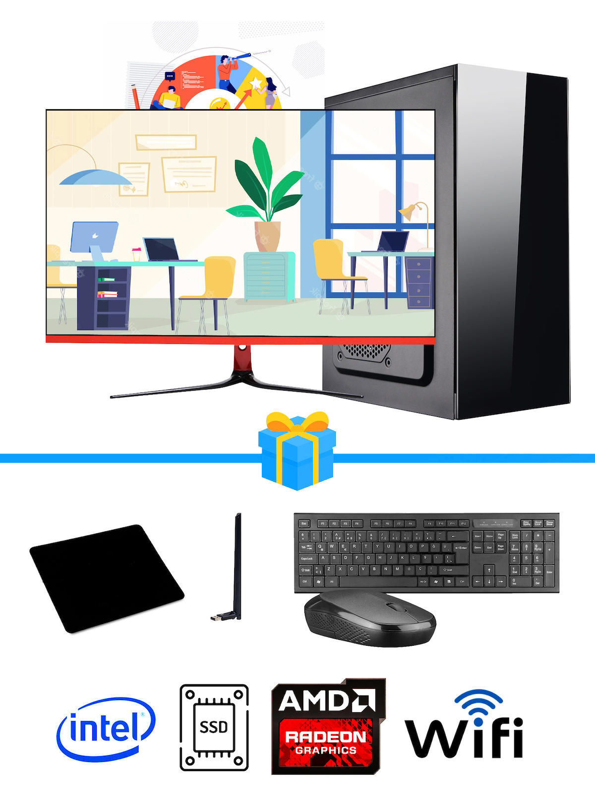 Ramtech Workforce OF310-215 Harici Radeon R5 230 Ekran Kartlı AMD Ryzen 7 i3 10100F 16 GB Ram DDR4 256 GB SSD Mid Tower
FreeDos Masaüstü Bilgisayar