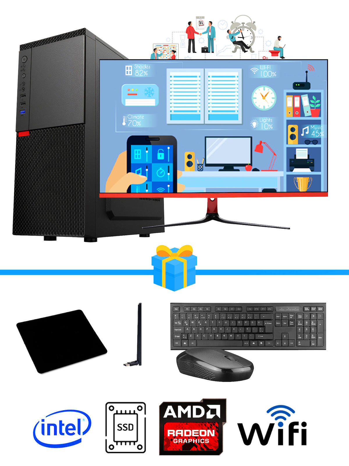 Ramtech Workforce OF710-326 Harici Radeon R5 230 Ekran Kartlı AMD Ryzen 9 i7-10700F 8 GB Ram DDR4 256 GB SSD Mid Tower
 FreeDos Masaüstü Bilgisayar