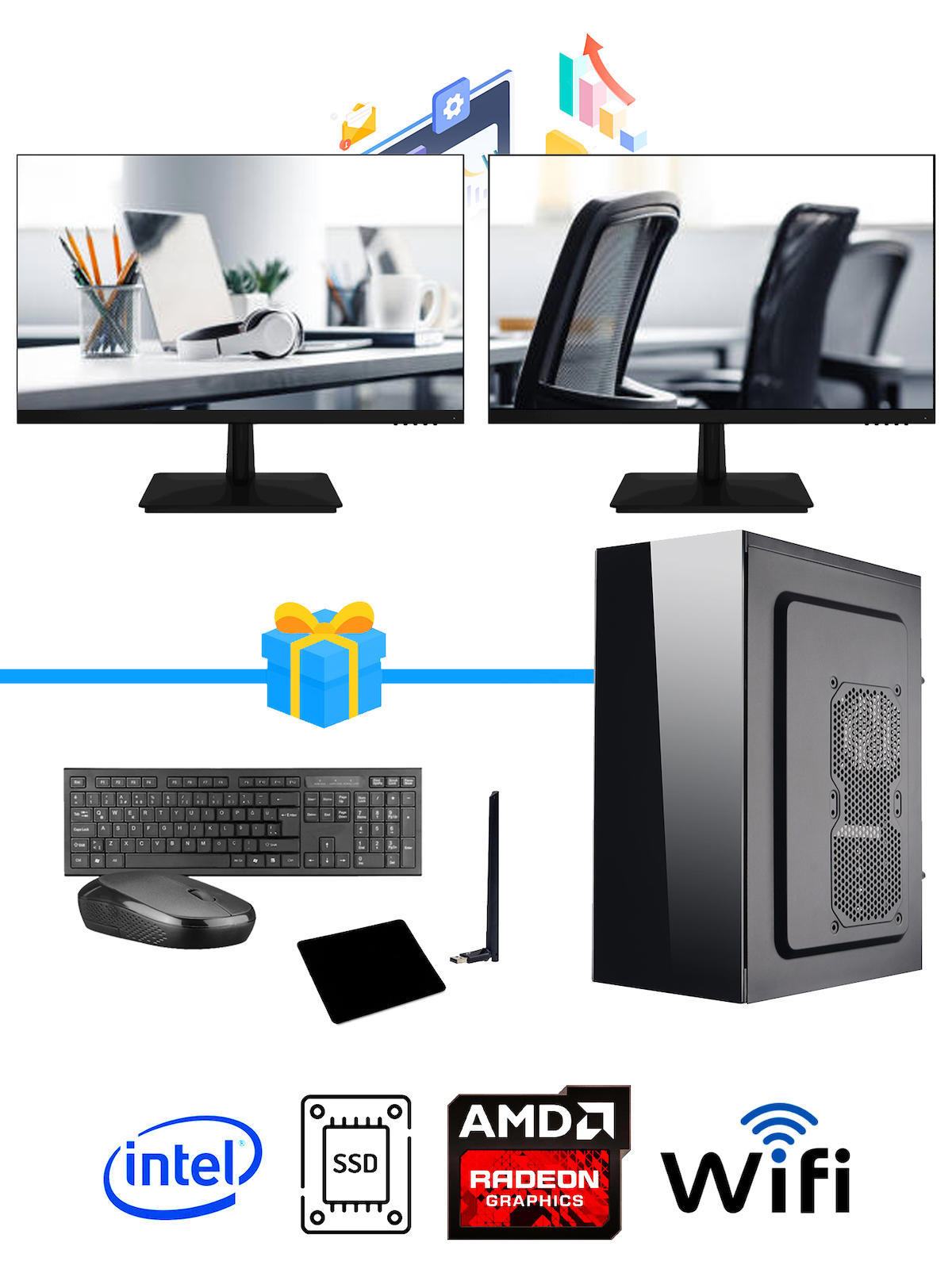 Ramtech Workforce OF510-091 Harici Radeon R5 230 Ekran Kartlı AMD Ryzen 9 i5 10400F 8 GB Ram DDR4 128 GB SSD Mid Tower
 FreeDos Masaüstü Bilgisayar