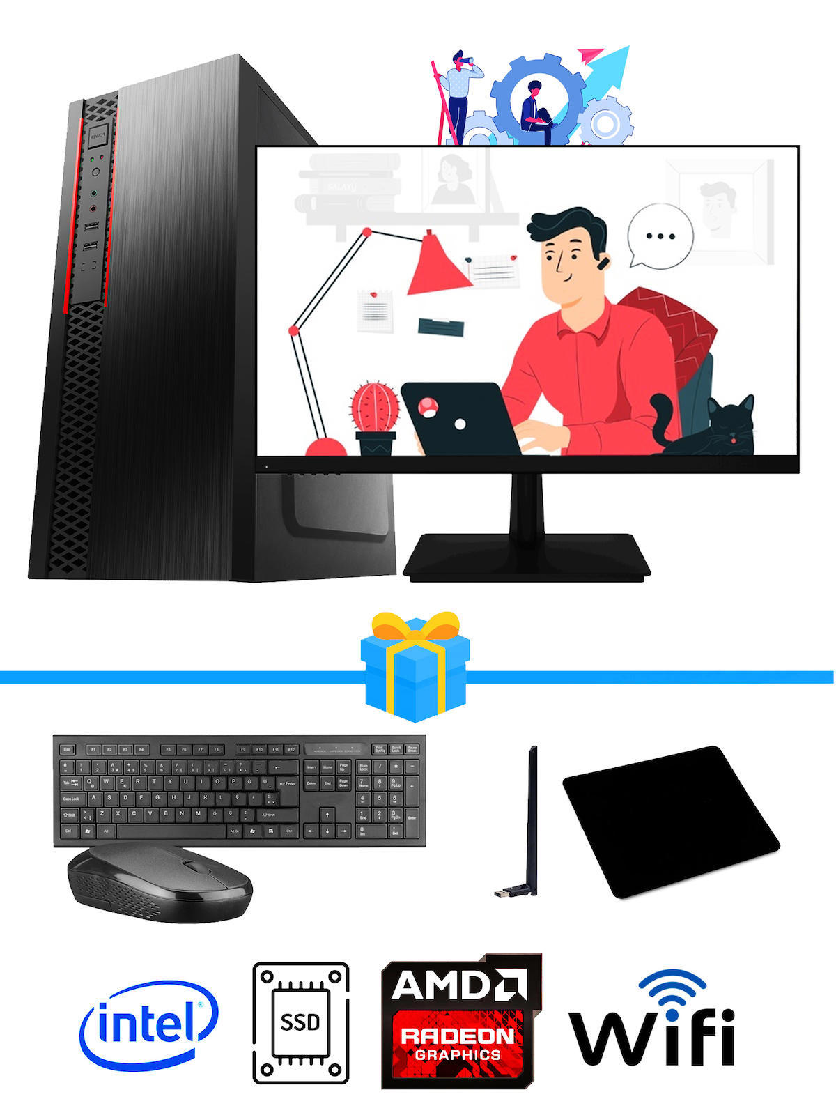Ramtech Workforce OF510-058 Harici Radeon R5 230 Ekran Kartlı AMD Ryzen 9 i5 10400F 16 GB Ram DDR4 128 GB SSD Mid Tower
 FreeDos Masaüstü Bilgisayar