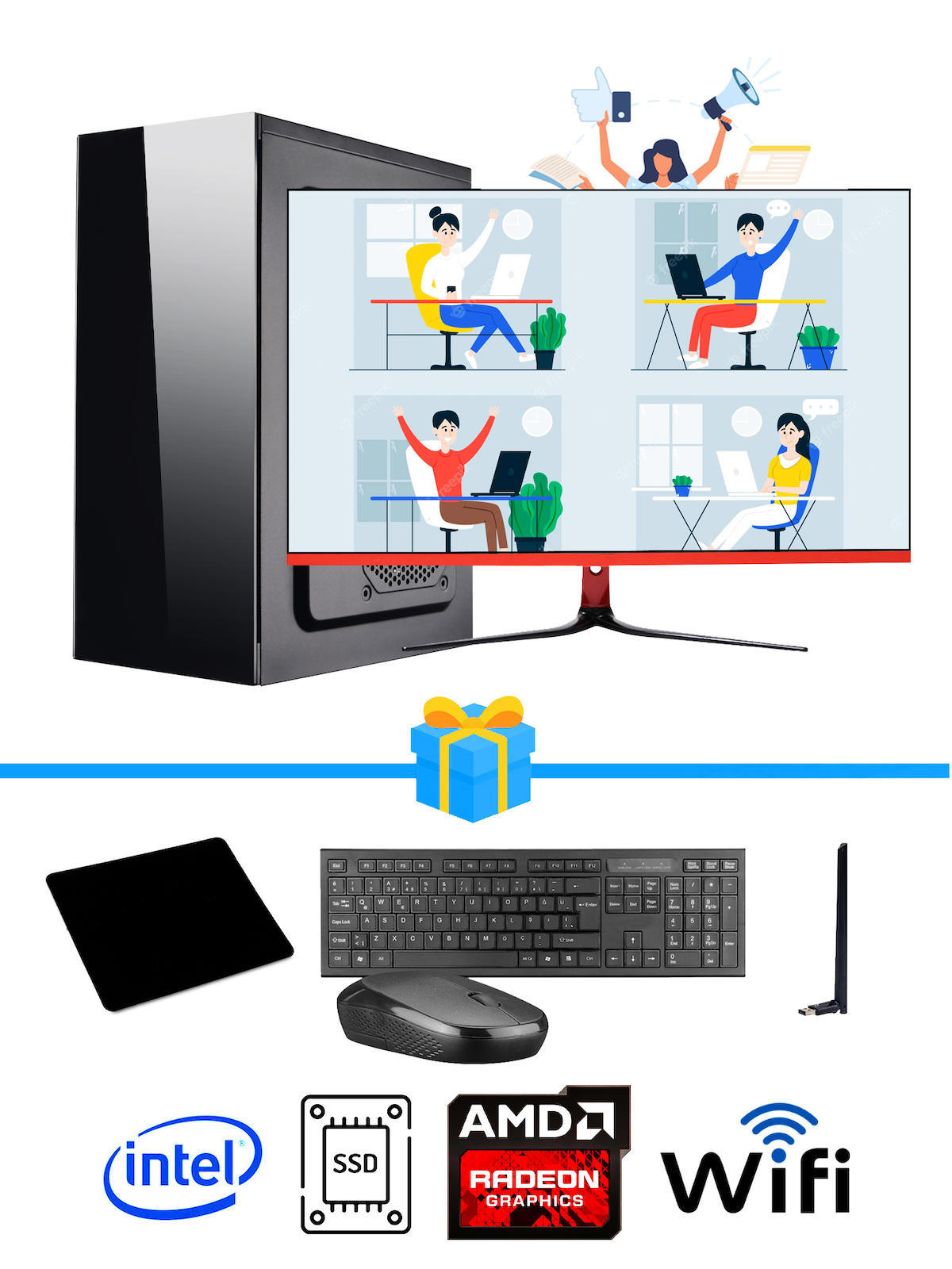 Ramtech Workforce OF510-089 Harici Radeon R5 230 Ekran Kartlı AMD Ryzen 9 i5 10400F 16 GB Ram DDR4 256 GB SSD Mid Tower
FreeDos Masaüstü Bilgisayar