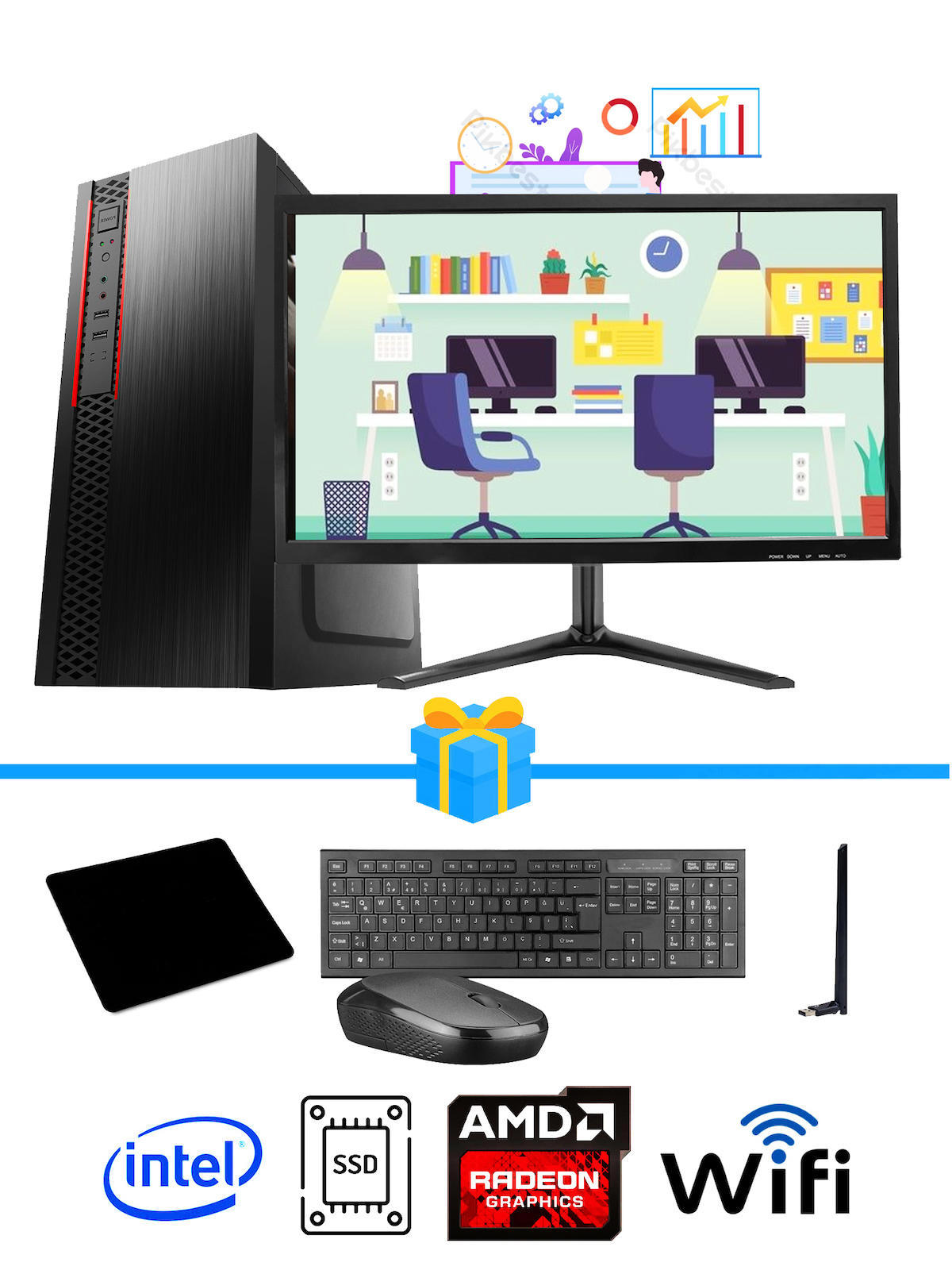 Ramtech Workforce OF310-170 Harici Radeon R5 230 Ekran Kartlı AMD Ryzen 7 i3 10100F 8 GB Ram DDR4 256 GB SSD Mid Tower
FreeDos Masaüstü Bilgisayar