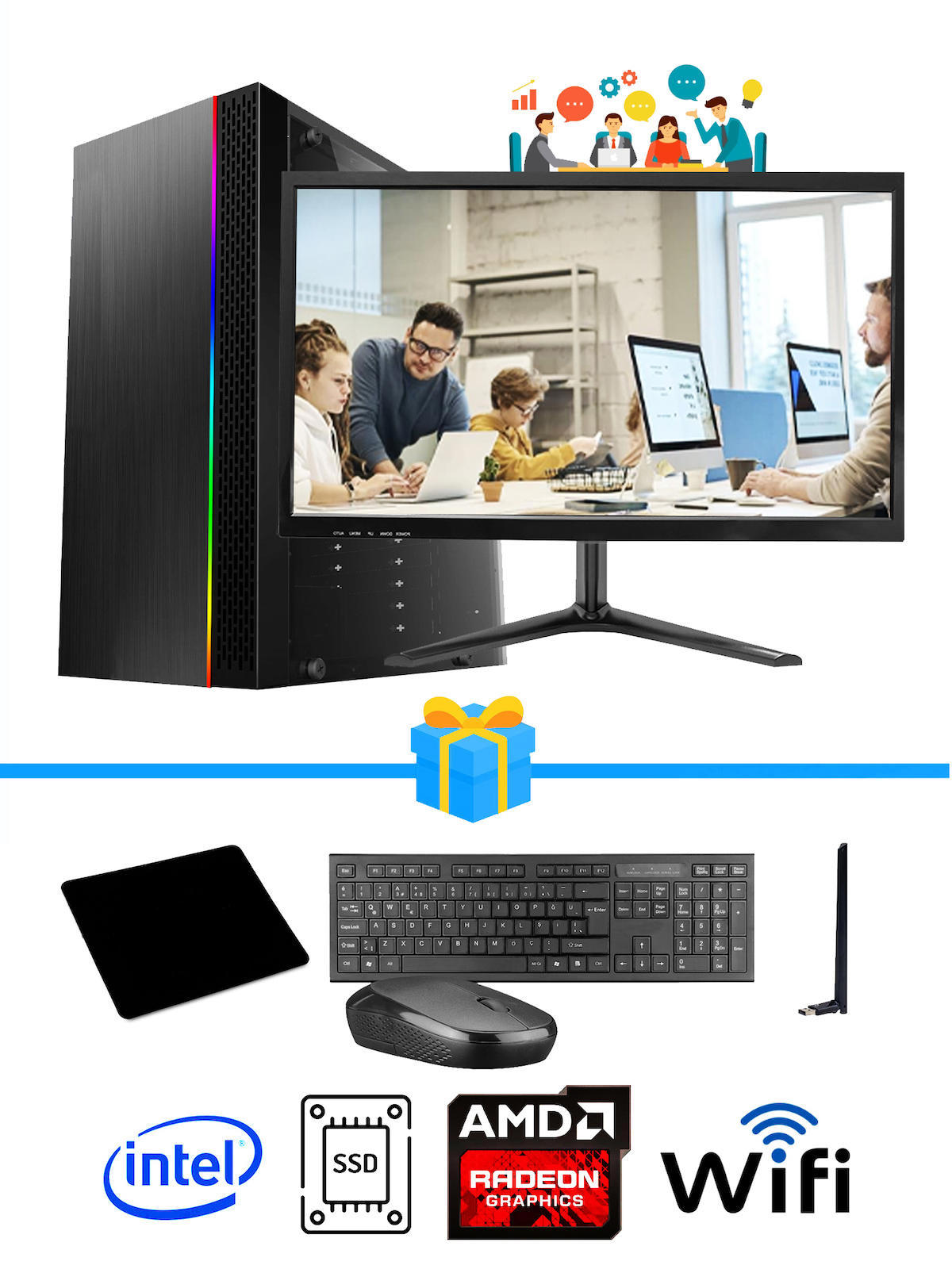Ramtech Workforce OF310-169 Harici Radeon R5 230 Ekran Kartlı AMD Ryzen 7 i3 10100F 8 GB Ram DDR4 128 GB SSD Mid Tower
FreeDos Masaüstü Bilgisayar