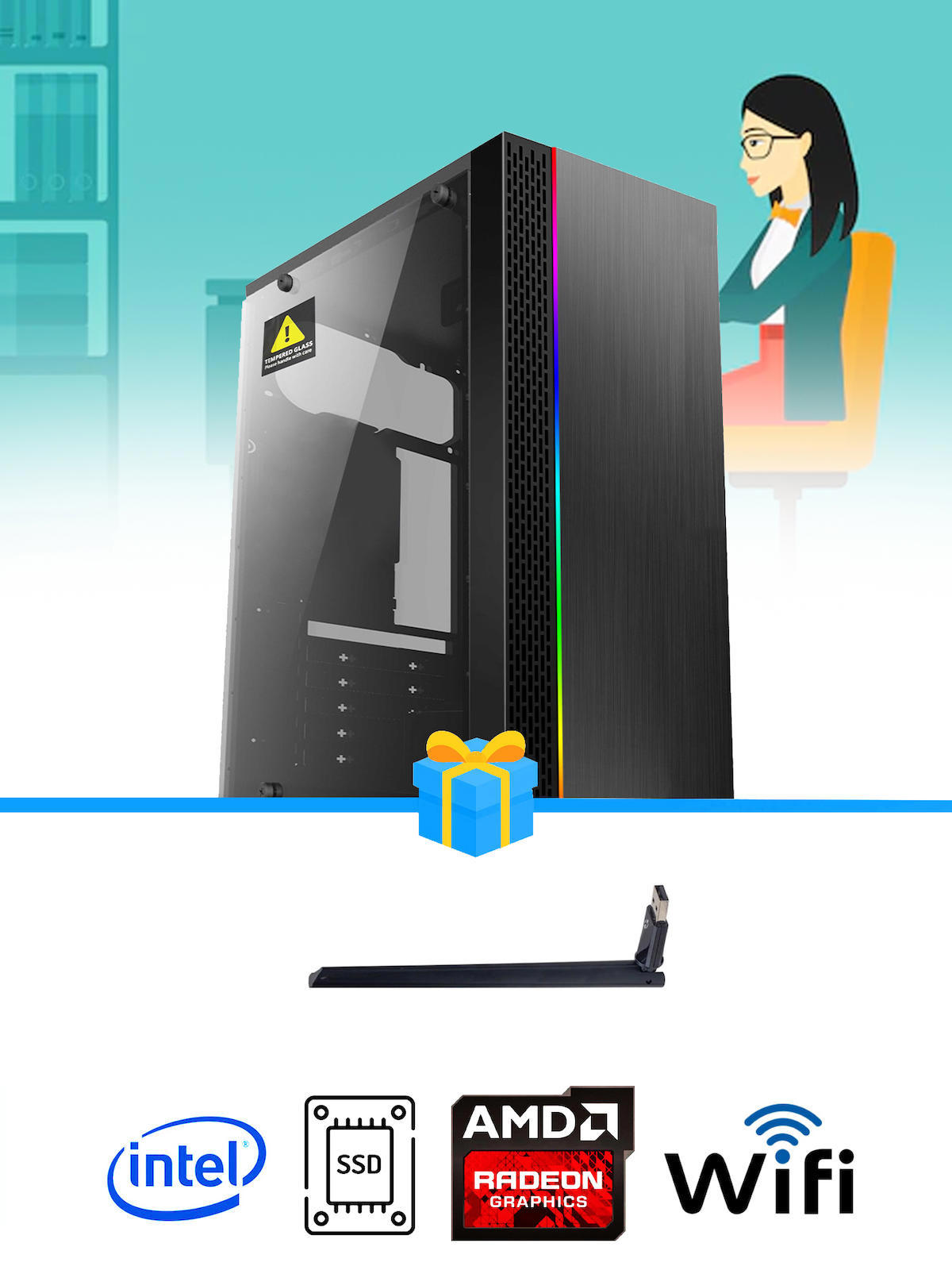 Ramtech Workforce OF710-253 Harici Radeon R5 230 Ekran Kartlı AMD Ryzen 9 i7-10700F 8 GB Ram DDR4 128 GB SSD Mid Tower
 FreeDos Masaüstü Bilgisayar