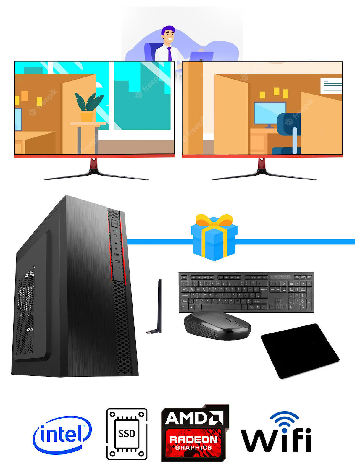 Ramtech Workforce OF310-242 Harici Radeon R5 230 Ekran Kartlı AMD Ryzen 7 i3 10100F 8 GB Ram DDR4 256 GB SSD Mid Tower
FreeDos Masaüstü Bilgisayar