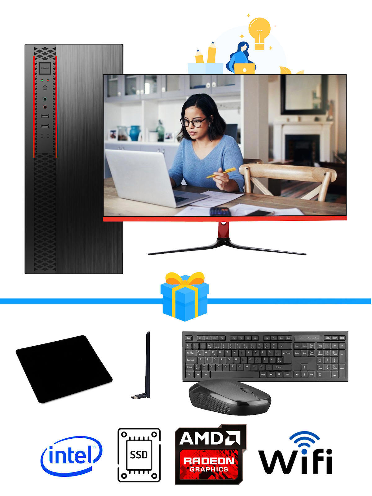 Ramtech Workforce OF510-086 Harici Radeon R5 230 Ekran Kartlı AMD Ryzen 9 i5 10400F 8 GB Ram DDR4 256 GB SSD Mid Tower
 FreeDos Masaüstü Bilgisayar