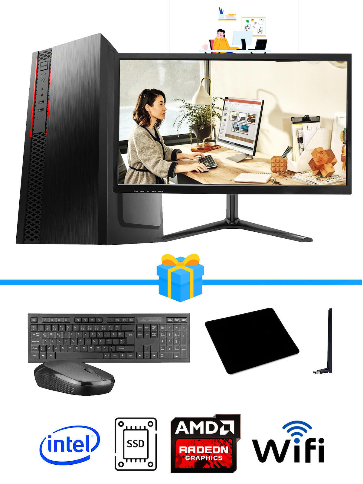 Ramtech Workforce OF710-282 Harici Radeon R5 230 Ekran Kartlı AMD Ryzen 9 i7-10700F 16 GB Ram DDR4 512 GB SSD Mid Tower
 FreeDos Masaüstü Bilgisayar