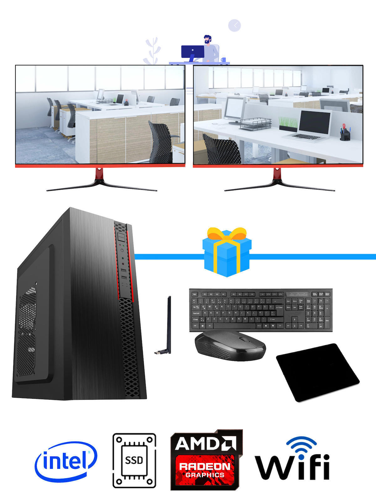 Ramtech Workforce OF310-246 Harici Radeon R5 230 Ekran Kartlı AMD Ryzen 7 i3 10100F 16 GB Ram DDR4 512 GB SSD Mid Tower
 FreeDos Masaüstü Bilgisayar