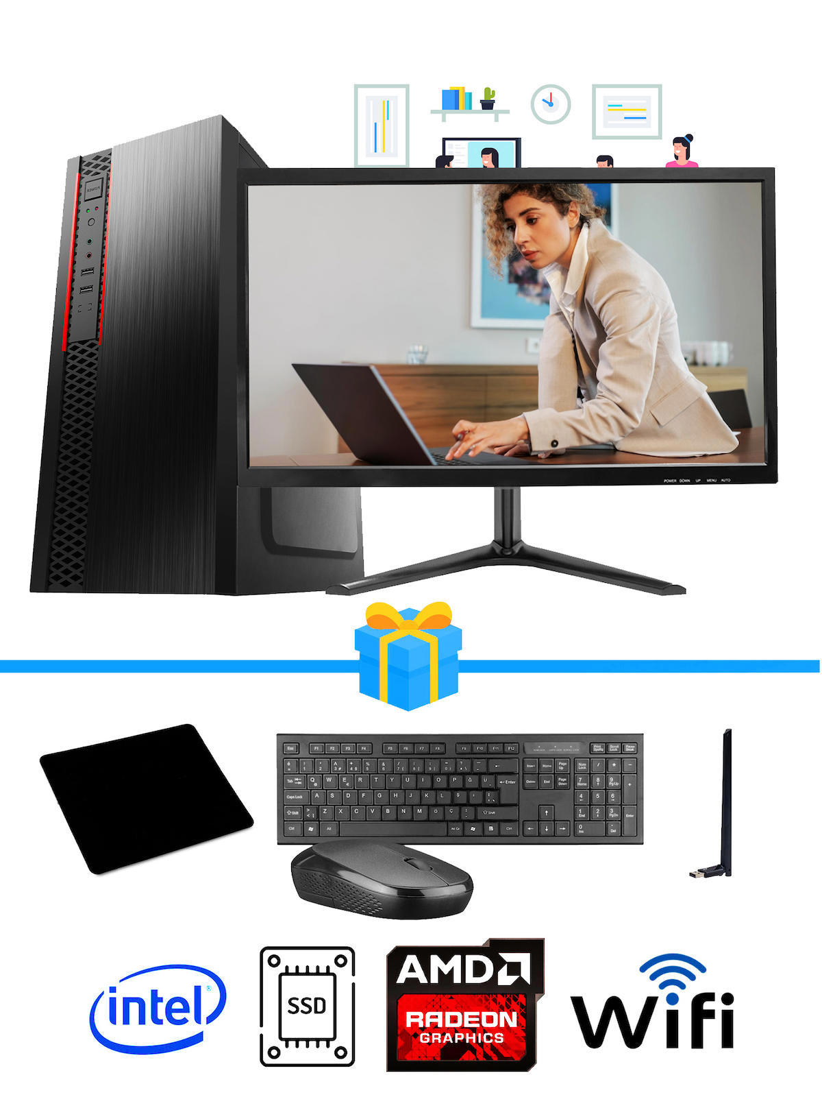 Ramtech Workforce OF310-174 Harici Radeon R5 230 Ekran Kartlı AMD Ryzen 7 i3 10100F 16 GB Ram DDR4 512 GB SSD Mid Tower
FreeDos Masaüstü Bilgisayar
