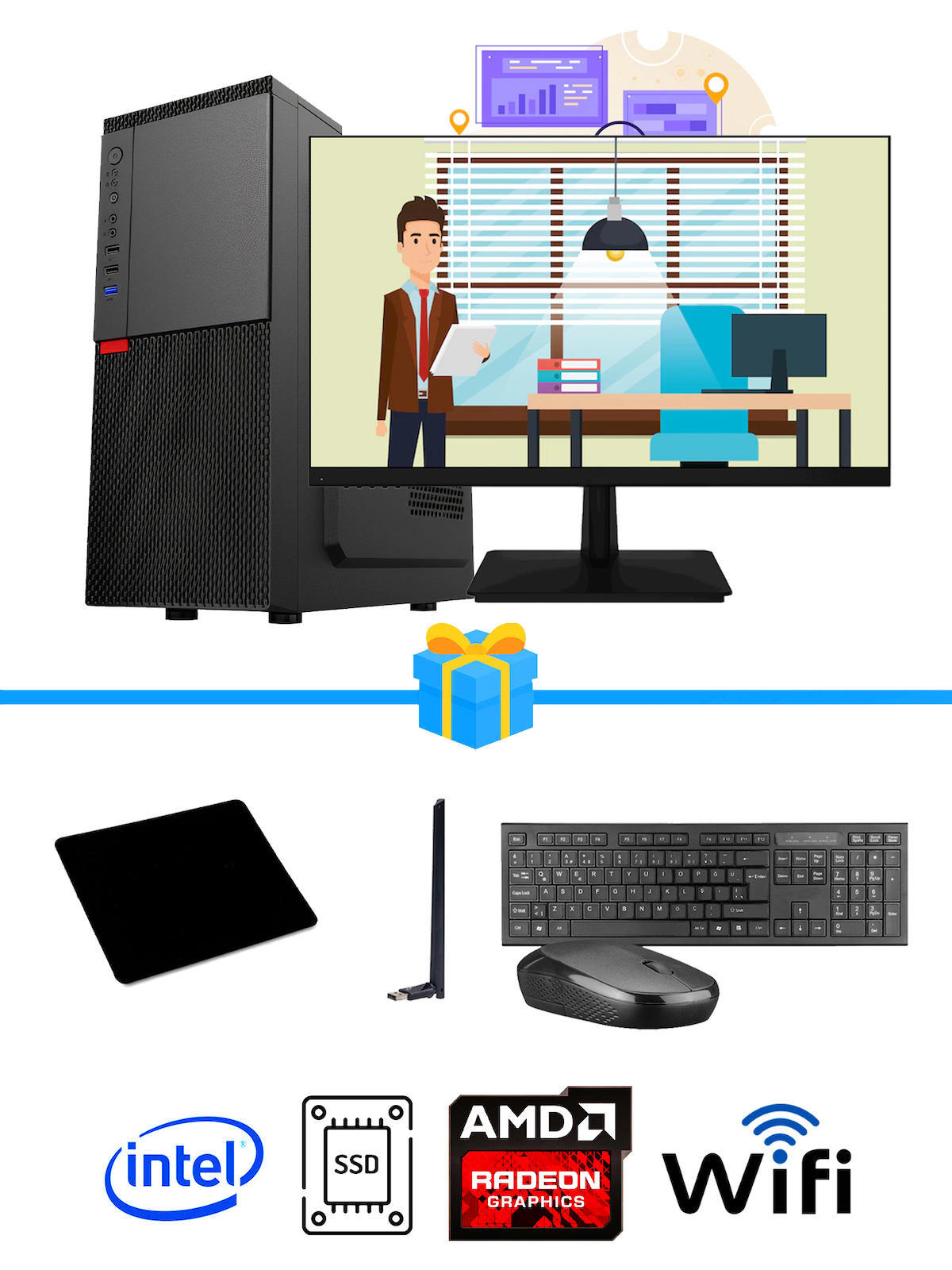 Ramtech Workforce OF310-190 Harici Radeon R5 230 Ekran Kartlı AMD Ryzen 7 i3 10100F 16 GB Ram DDR4 128 GB SSD Mid Tower
 FreeDos Masaüstü Bilgisayar