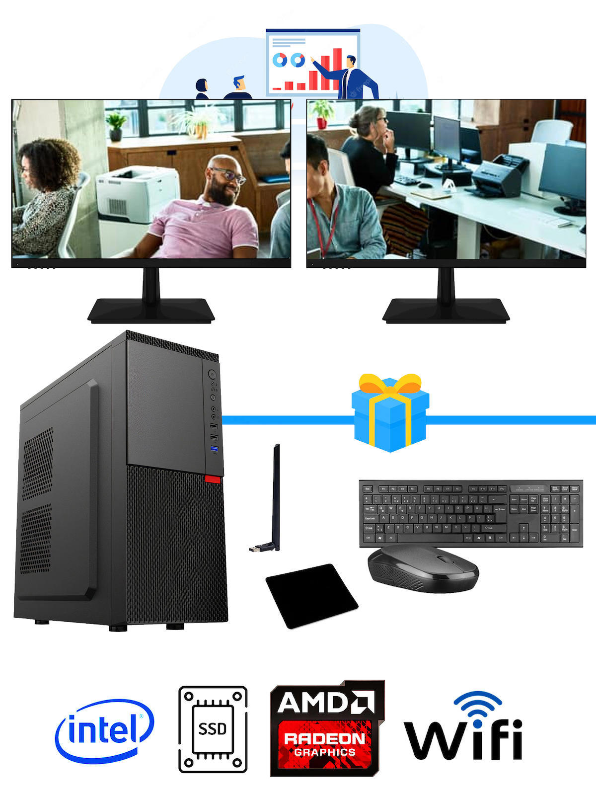 Ramtech Workforce OF510-097 Harici Radeon R5 230 Ekran Kartlı AMD Ryzen 9 i5 10400F 8 GB Ram DDR4 128 GB SSD Mid Tower
FreeDos Masaüstü Bilgisayar