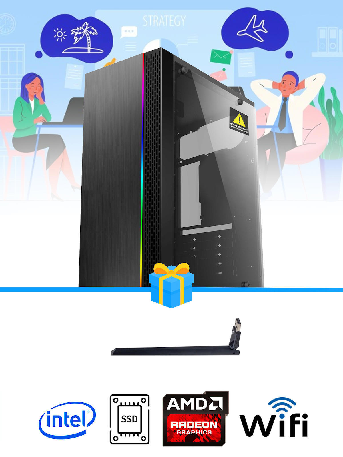 Ramtech Workforce OF310-139 Harici Radeon R5 230 Ekran Kartlı AMD Ryzen 7 i3 10100F 8 GB Ram DDR4 128 GB SSD Mid Tower
 FreeDos Masaüstü Bilgisayar