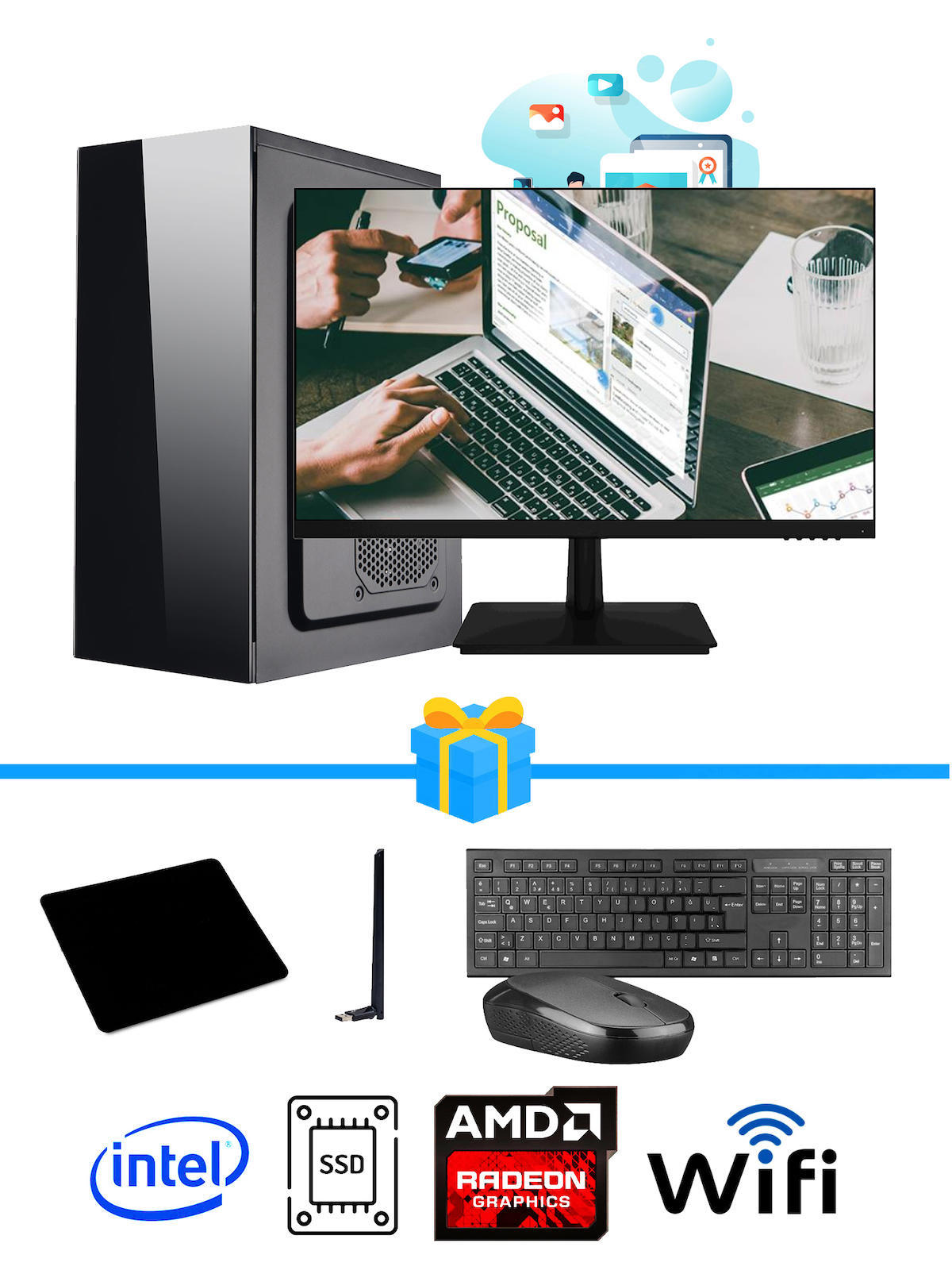 Ramtech Workforce OF710-307 Harici Radeon R5 230 Ekran Kartlı AMD Ryzen 9 i7-10700F 8 GB Ram DDR4 128 GB SSD Mid Tower
FreeDos Masaüstü Bilgisayar