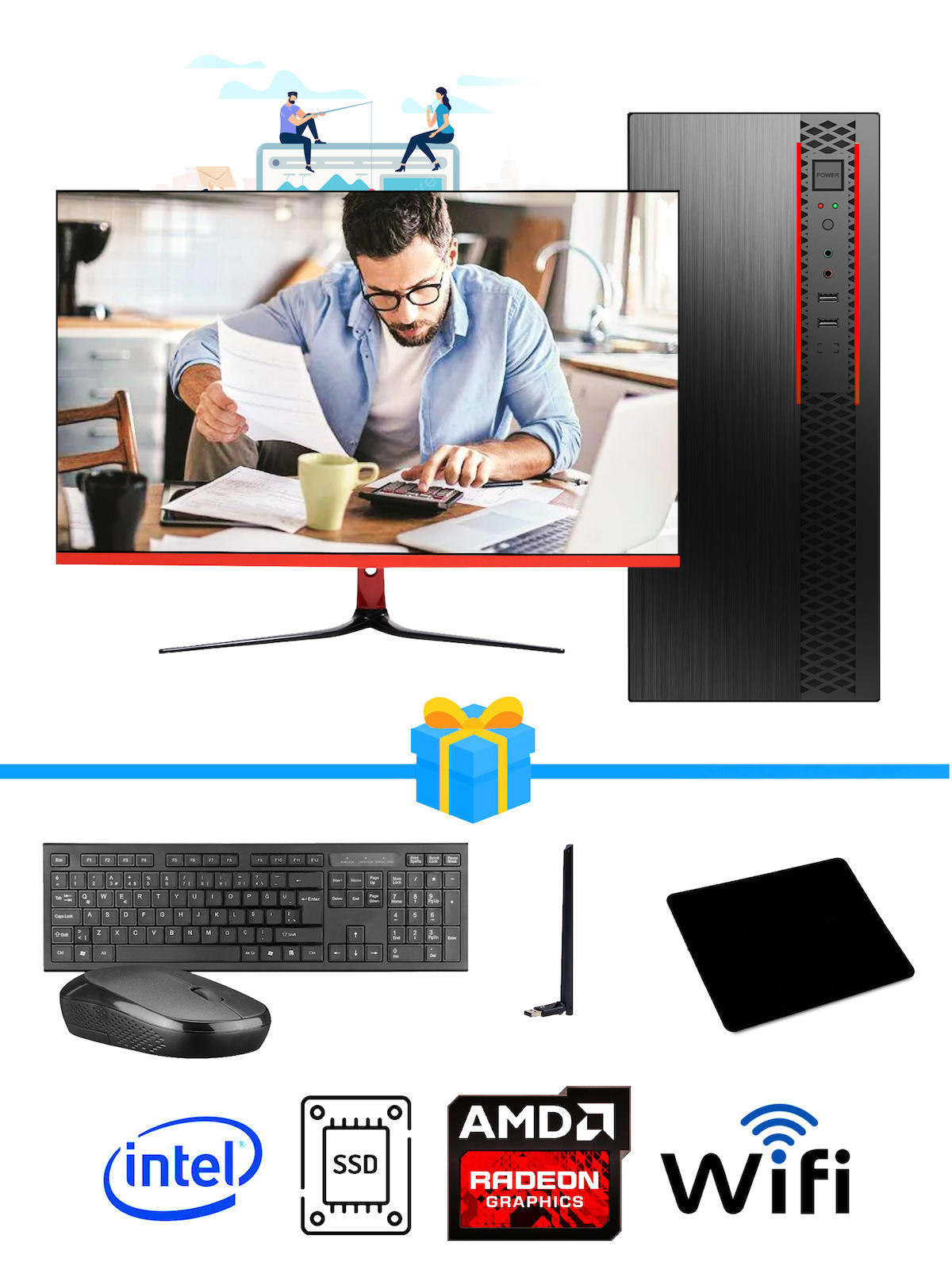 Ramtech Workforce OF510-076 Harici Radeon R5 230 Ekran Kartlı AMD Ryzen 9 i5 10400F 16 GB Ram DDR4 128 GB SSD Mid Tower
 FreeDos Masaüstü Bilgisayar