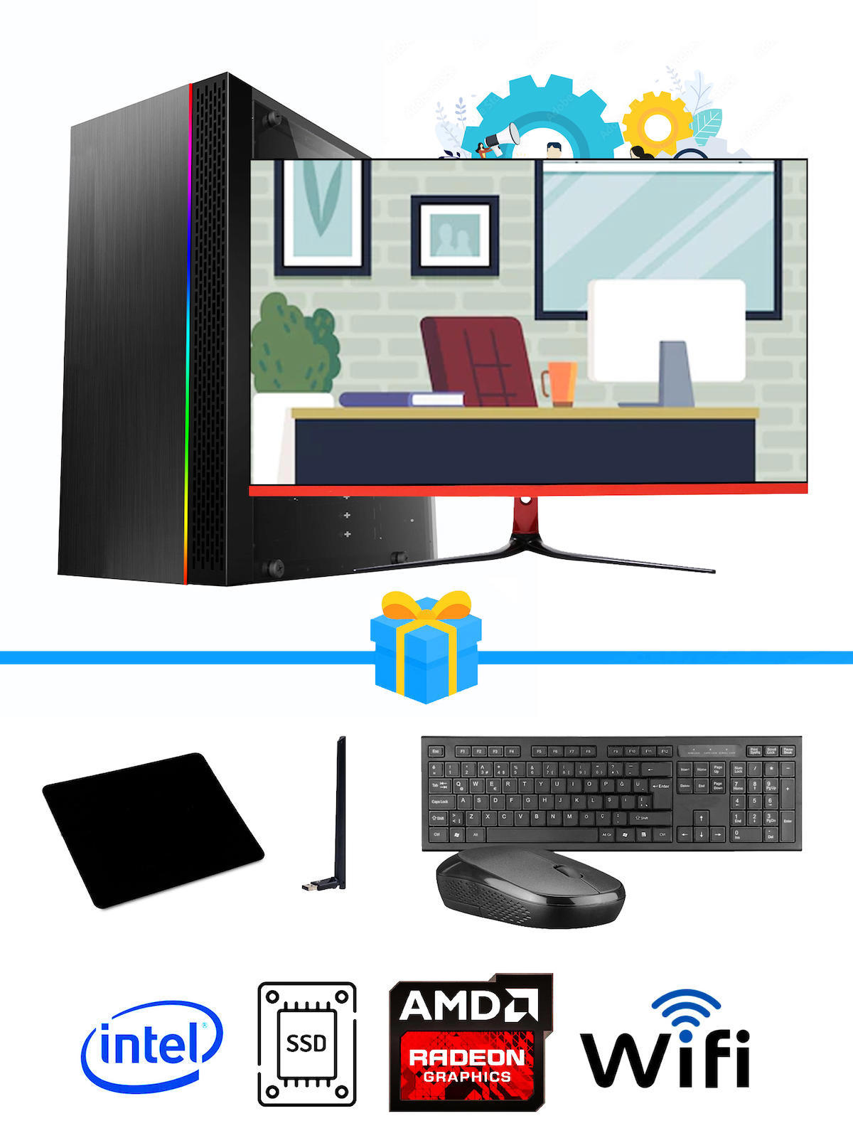 Ramtech Workforce OF310-209 Harici Radeon R5 230 Ekran Kartlı AMD Ryzen 7 i3 10100F 16 GB Ram DDR4 256 GB SSD Mid Tower
 FreeDos Masaüstü Bilgisayar