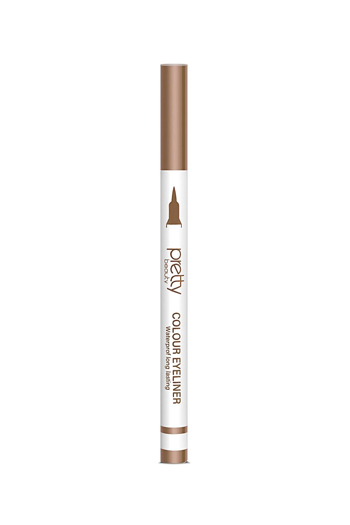 Pretty Beauty Suya Dayanıklı Mat Açık Kahverengi Kalem Eyeliner