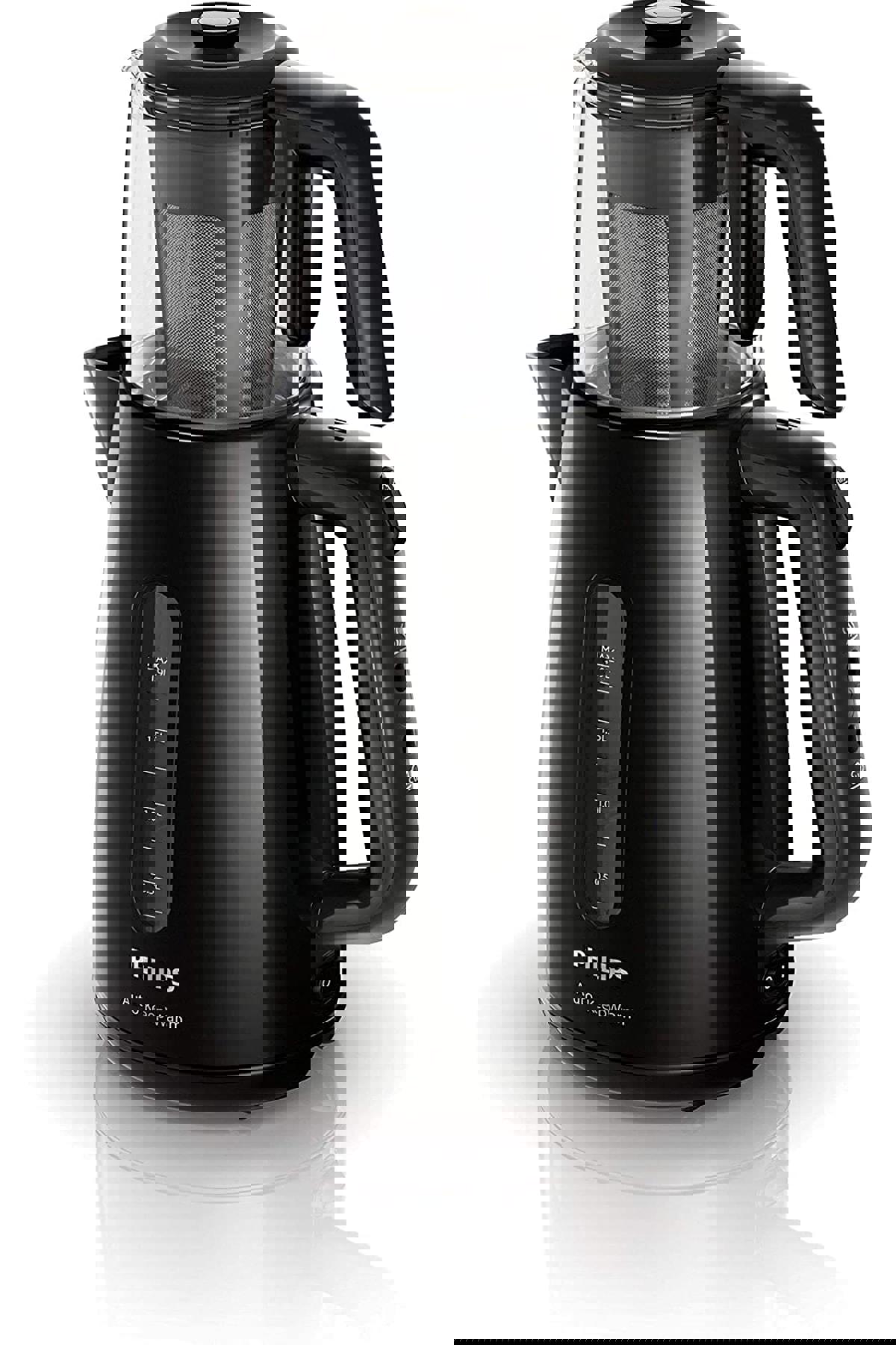 Philips Otomatik Paslanmaz Çelik Demlikli 1700 W Işıklı Paslanmaz Çelik Siyah Çay Makinesi