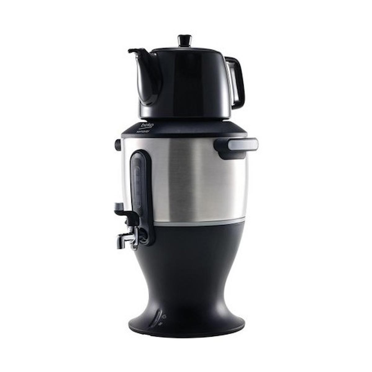 Beko BKK 2111 IG Otomatik Porselen Demlikli 2000 W Işıklı Paslanmaz Çelik Inox Siyah Çay Makinesi