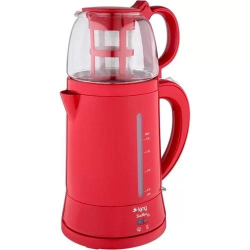 King K-8500 Otomatik Cam Demlikli 1800 W Işıklı Plastik Kırmızı Çay Makinesi