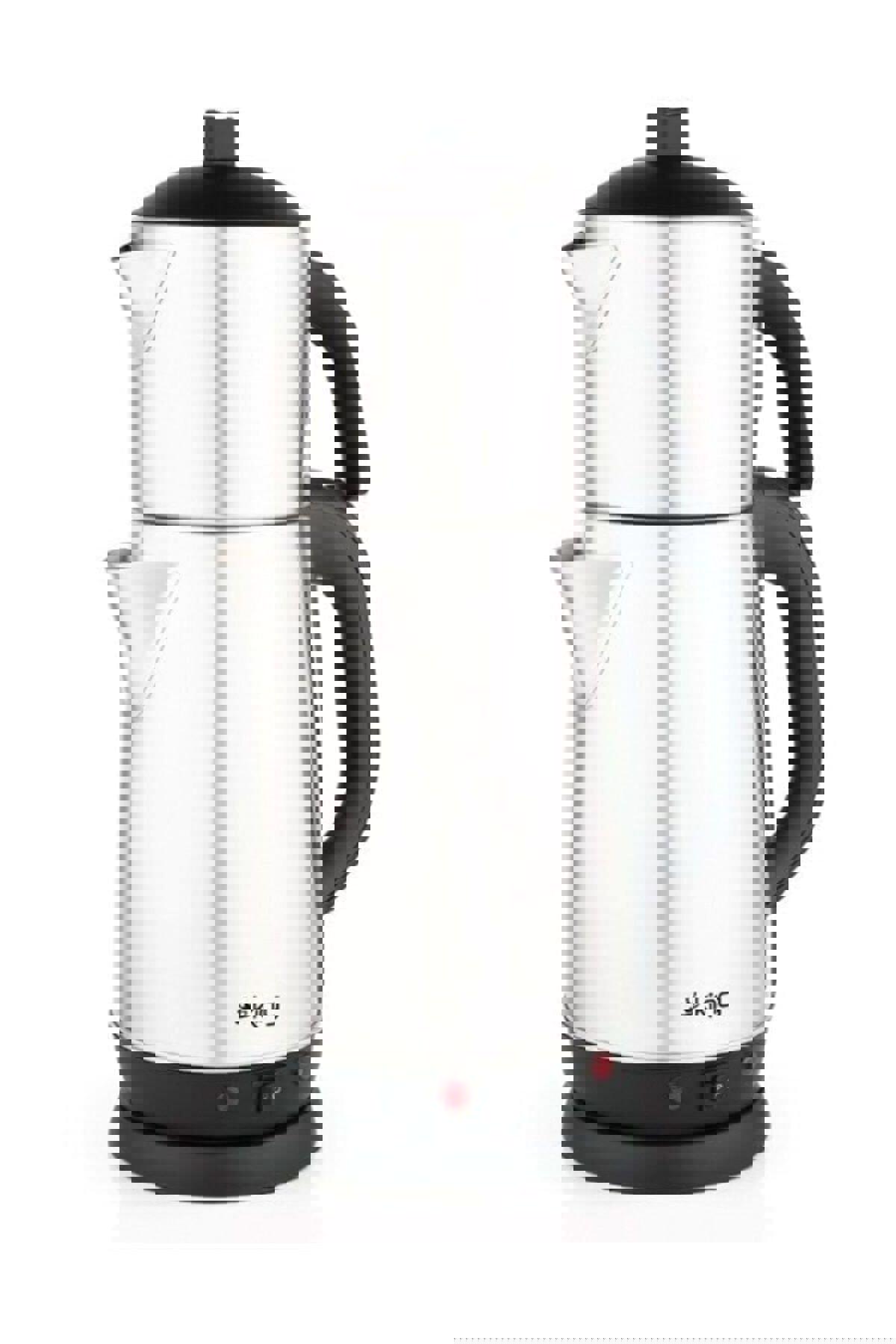 King K-324 Otomatik Paslanmaz Çelik Demlikli 1800 W Işıklı Paslanmaz Çelik Inox Çay Makinesi