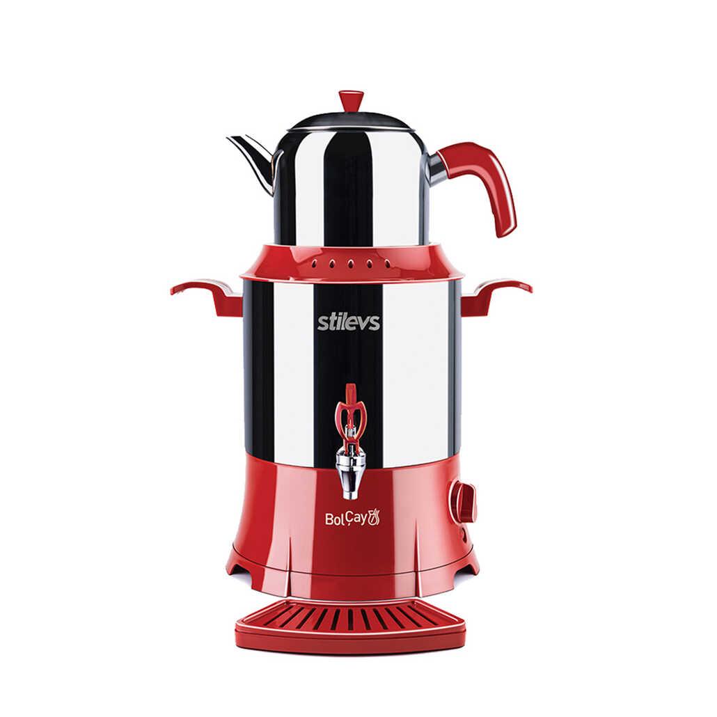 Porsima SIH 33011 Otomatik Paslanmaz Çelik Demlikli 1250 W Işıklı Paslanmaz Çelik Inox Kırmızı Çay Makinesi