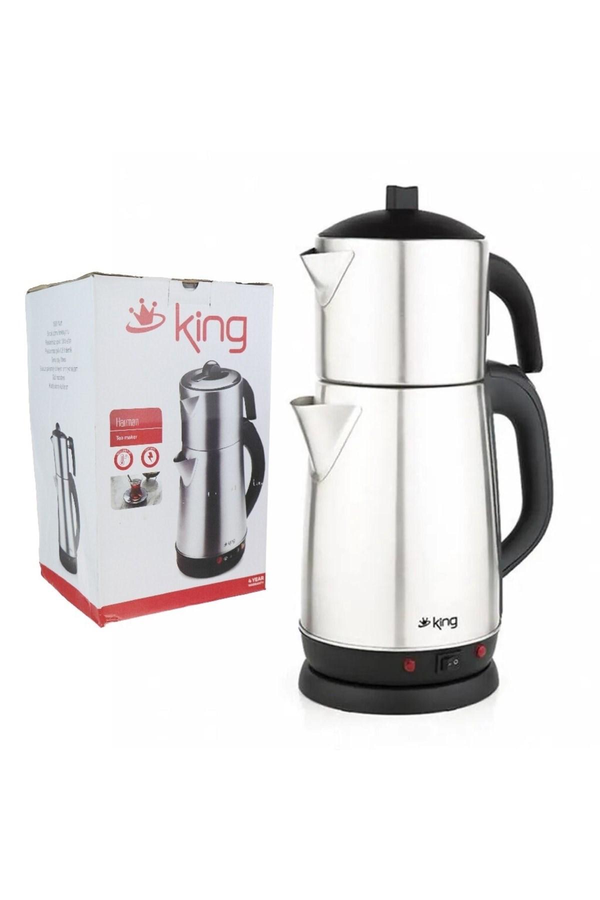 King K-324 Y Otomatik Paslanmaz Çelik Demlikli 1800 W Işıklı Paslanmaz Çelik Inox Çay Makinesi