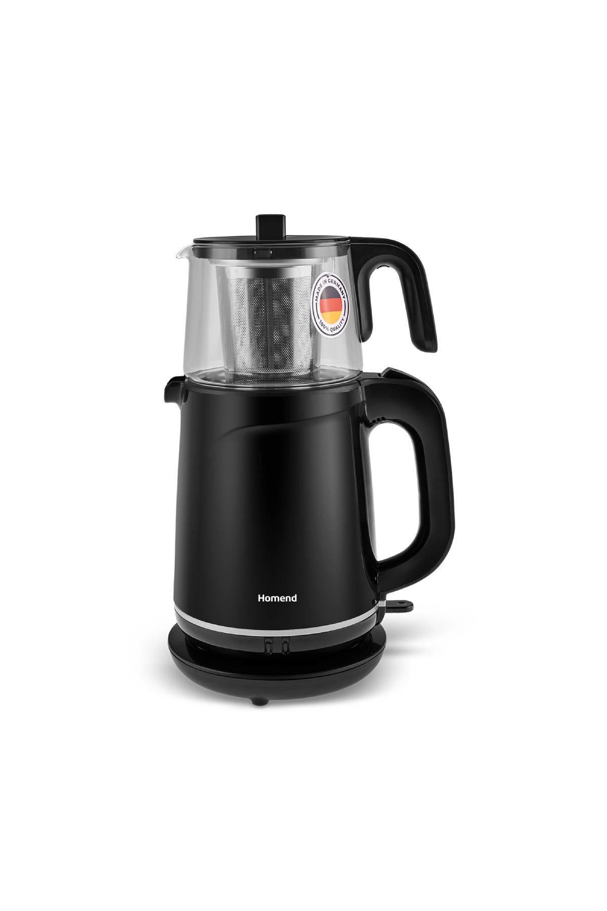Homend Royaltea 1744H Otomatik Cam Demlikli 1800 W Işıklı Plastik Siyah Çay Makinesi