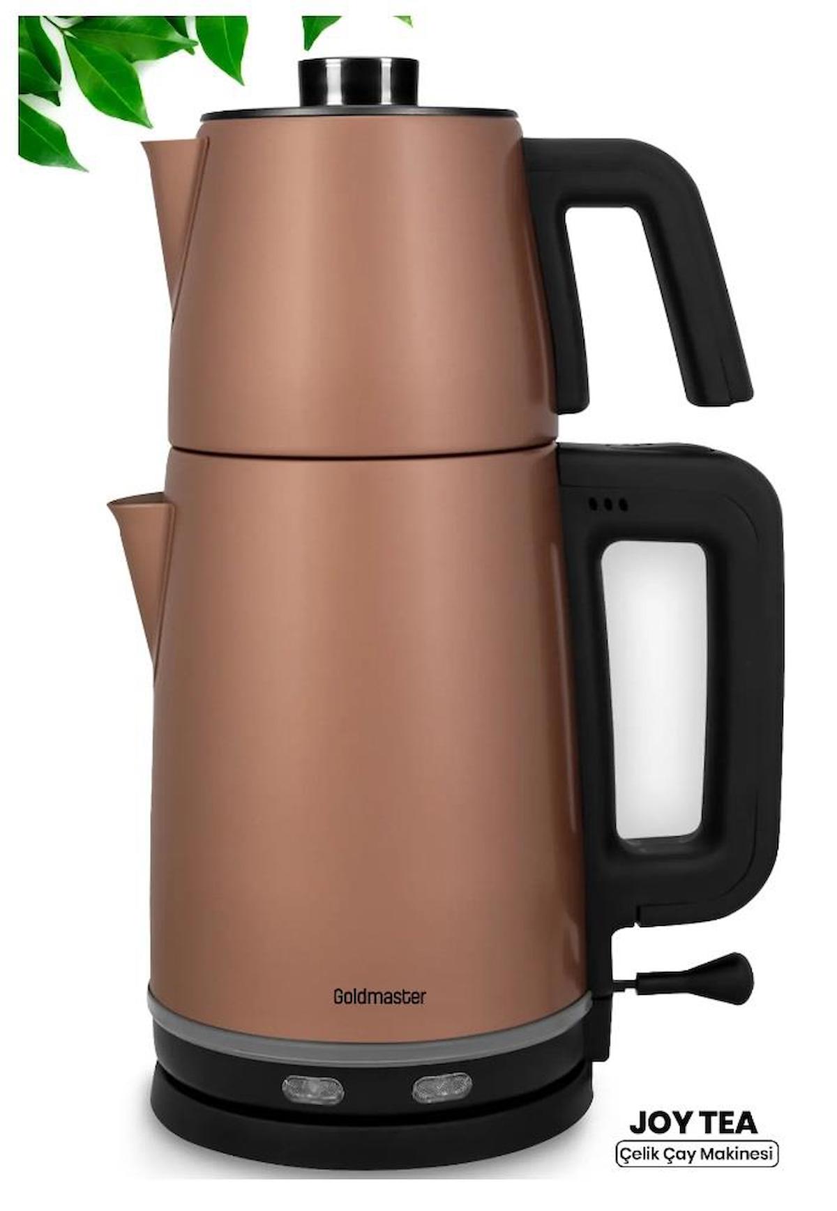 Goldmaster IN 6340G Otomatik Paslanmaz Çelik Demlikli 2200 W Işıklı Paslanmaz Çelik Rose Gold Çay Makinesi