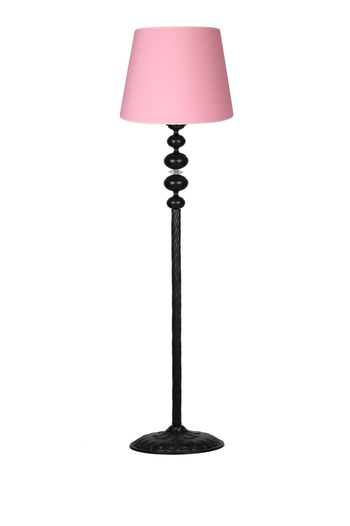 Vinner Burgulu 4'lü Küre Kristal Modern Tekli Metal Tek Ayaklı Şapka Lambader Pembe
