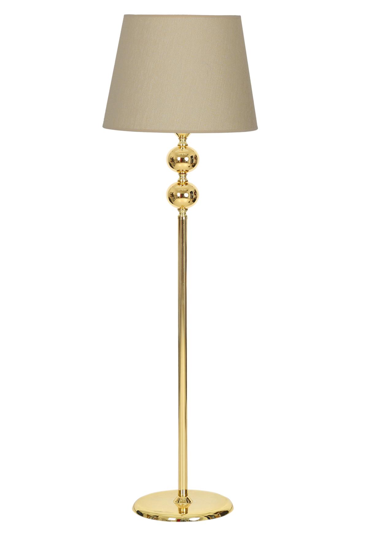 Vinner Gold Kaplama Çift Küre Modern Tekli Metal Tek Ayaklı Şapka Lambader Bej