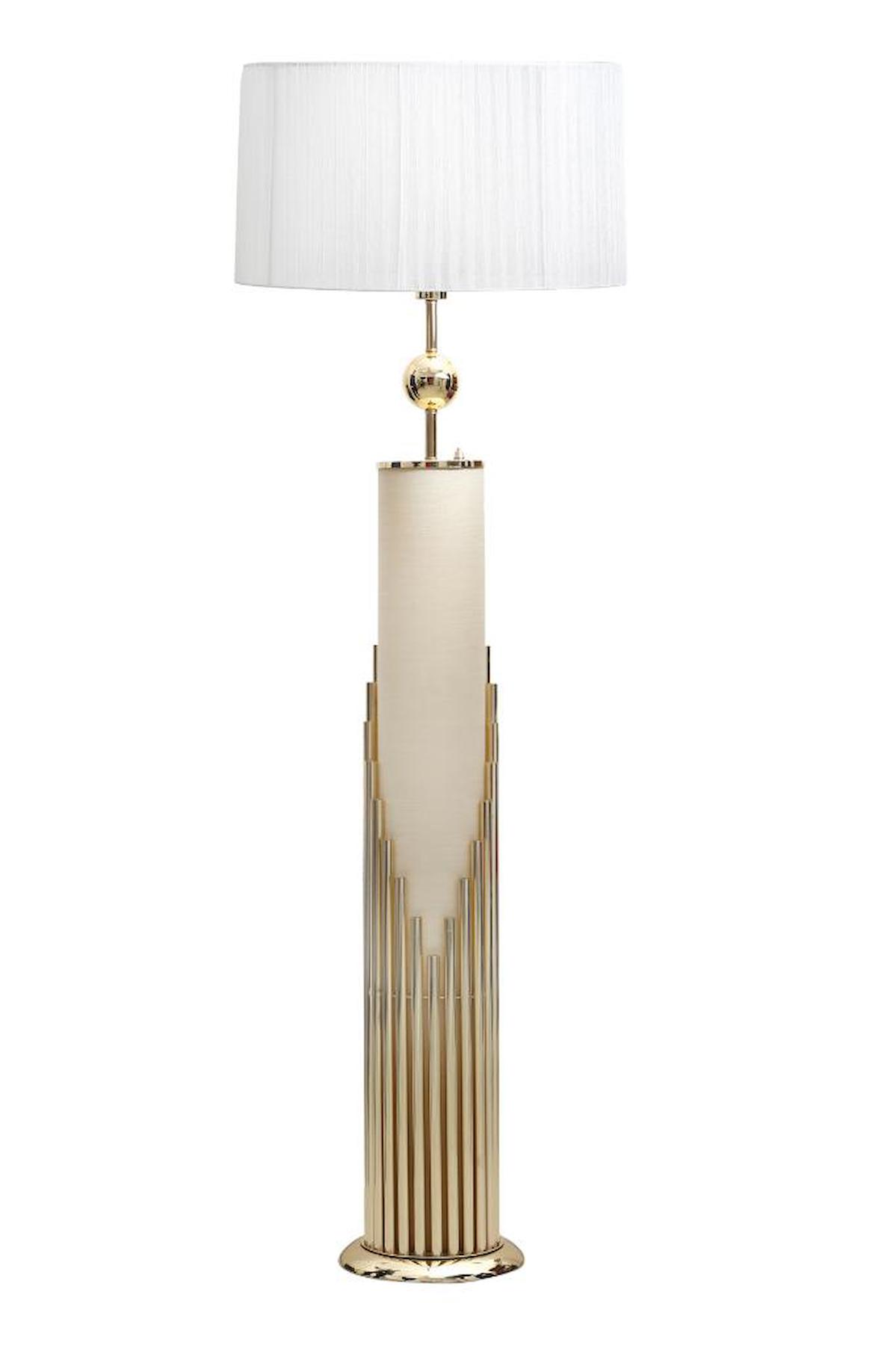 Vinner Doha Modern Tekli Metal Tek Ayaklı Silindir Lambader Beyaz