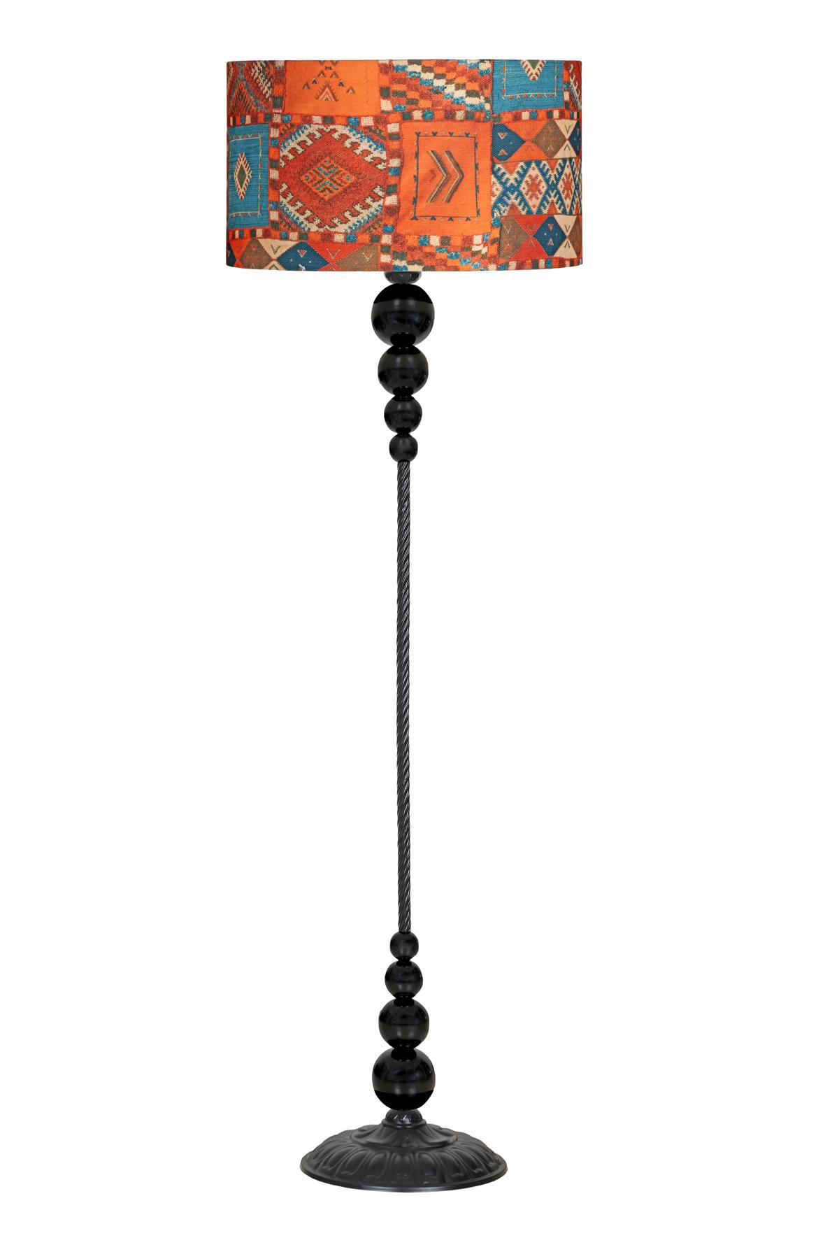 Vinner Caracas Modern Tekli Metal Tek Ayaklı Silindir Lambader Kapadokya Desenli