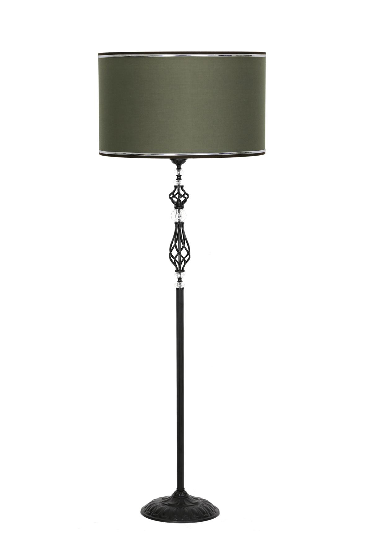 Vinner Helezon Kristal Modern Tekli Metal Tek Ayaklı Silindir Lambader Haki
