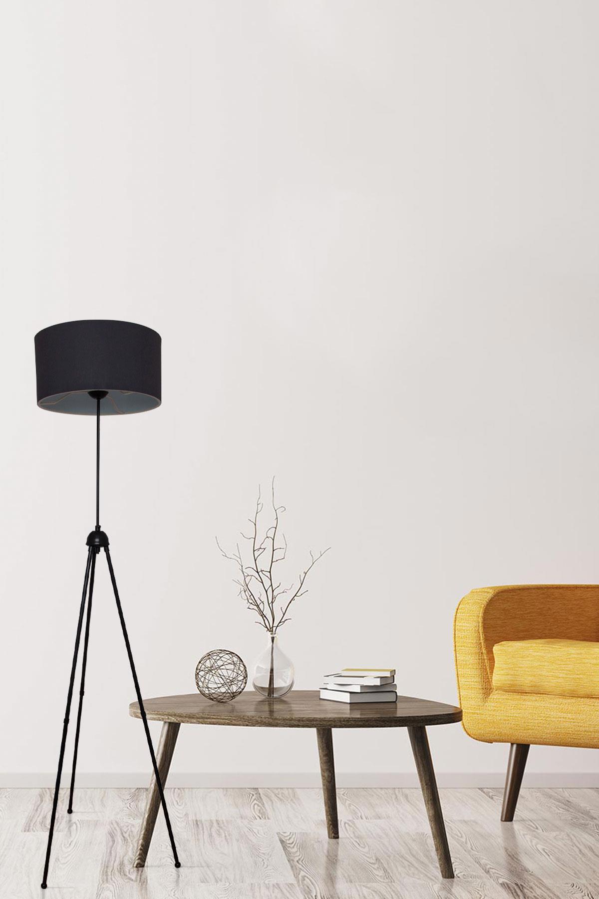 D-Light Modern Tekli Metal Tek Ayaklı Silindir Lambader Antrasit