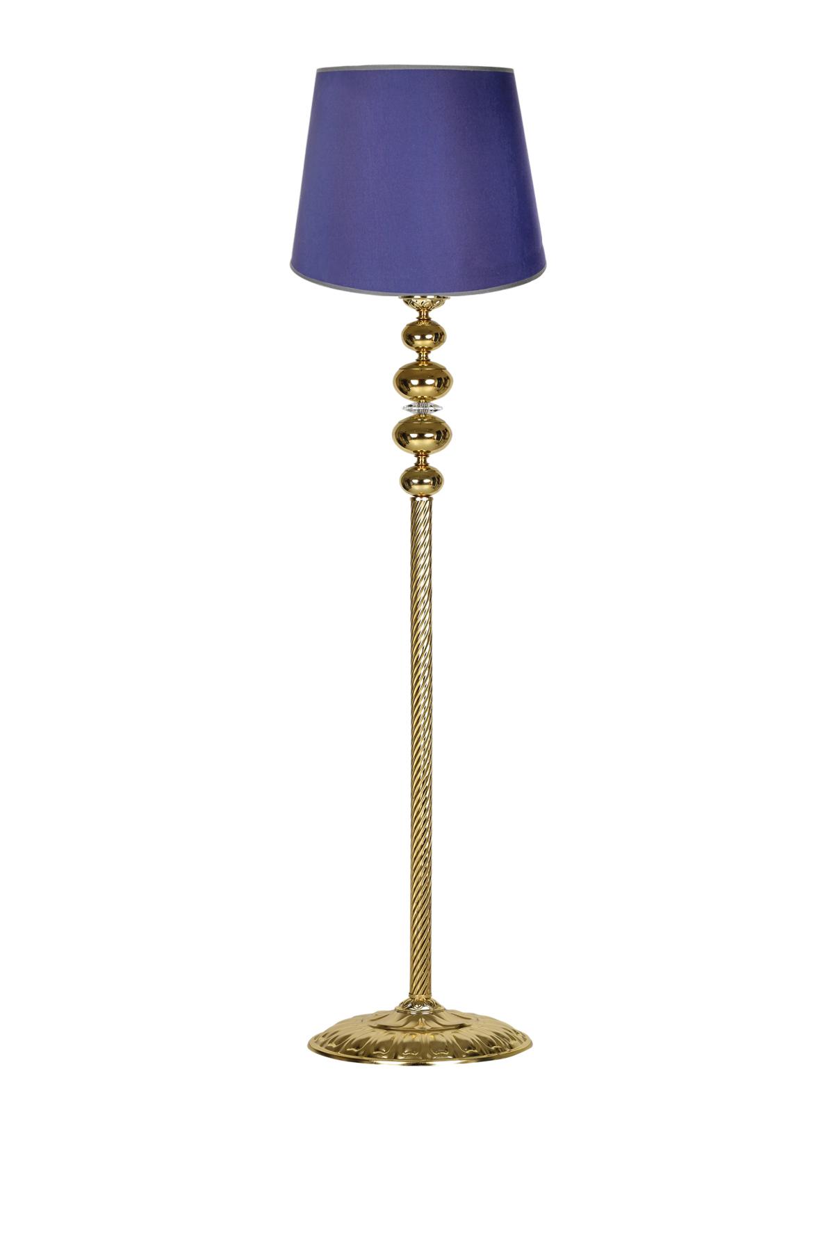 Vinner Gold Burgulu 4'lü Küre Kristal Vintage Tekli Metal Tek Ayaklı Şapka Lambader Lacivert
