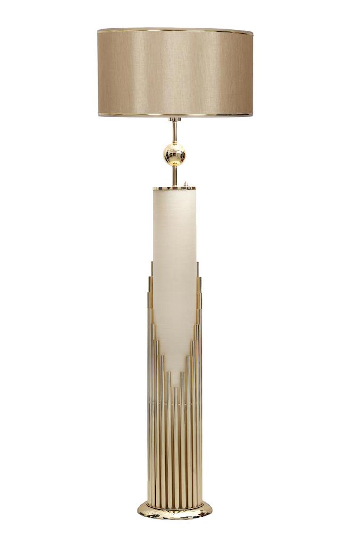 Vinner Doha Modern Tekli Metal Tek Ayaklı Silindir Lambader Vizon